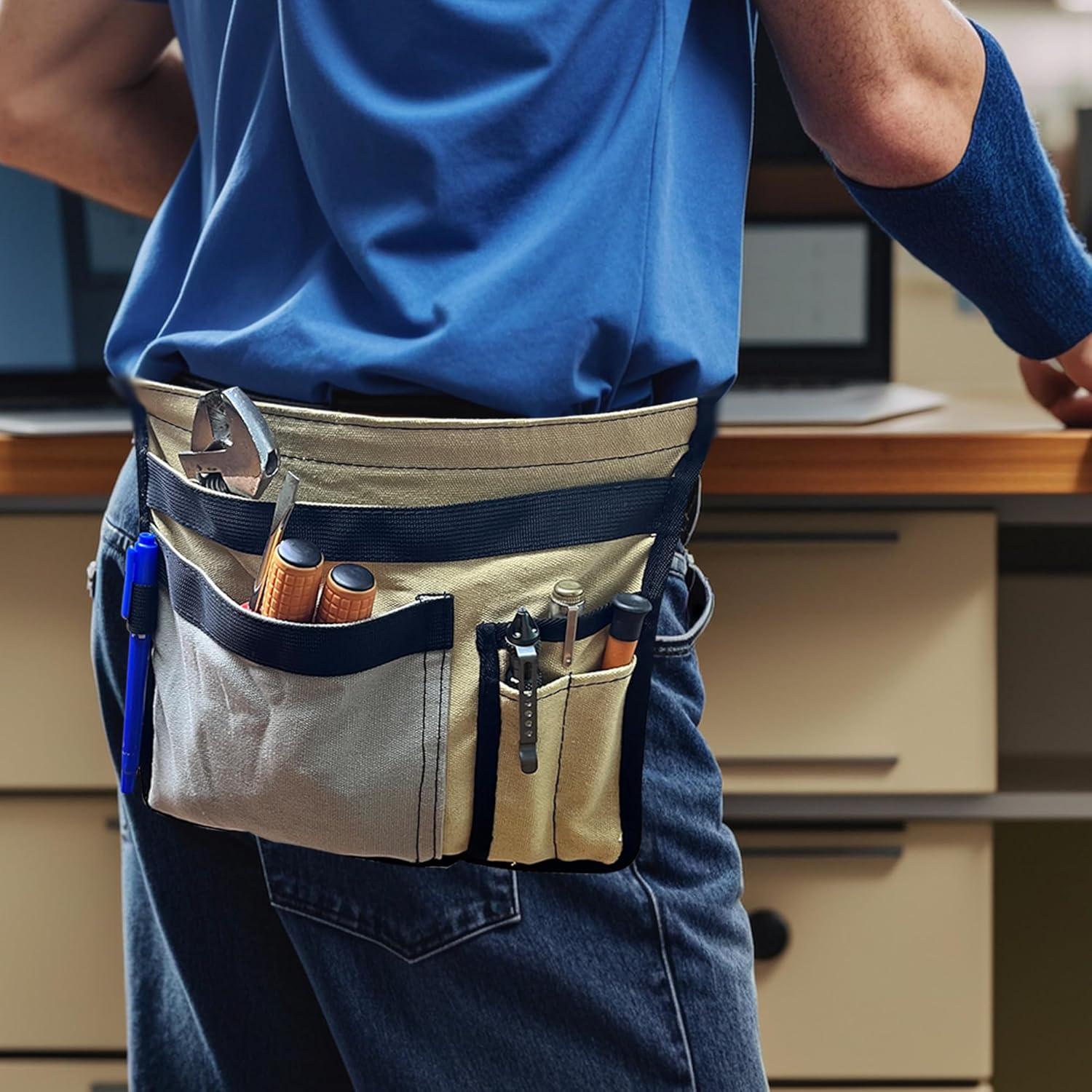 Bolsa de Cintura Utilitaria FAUDRECRO 5 Bolsillos Lona Gris Amarillo