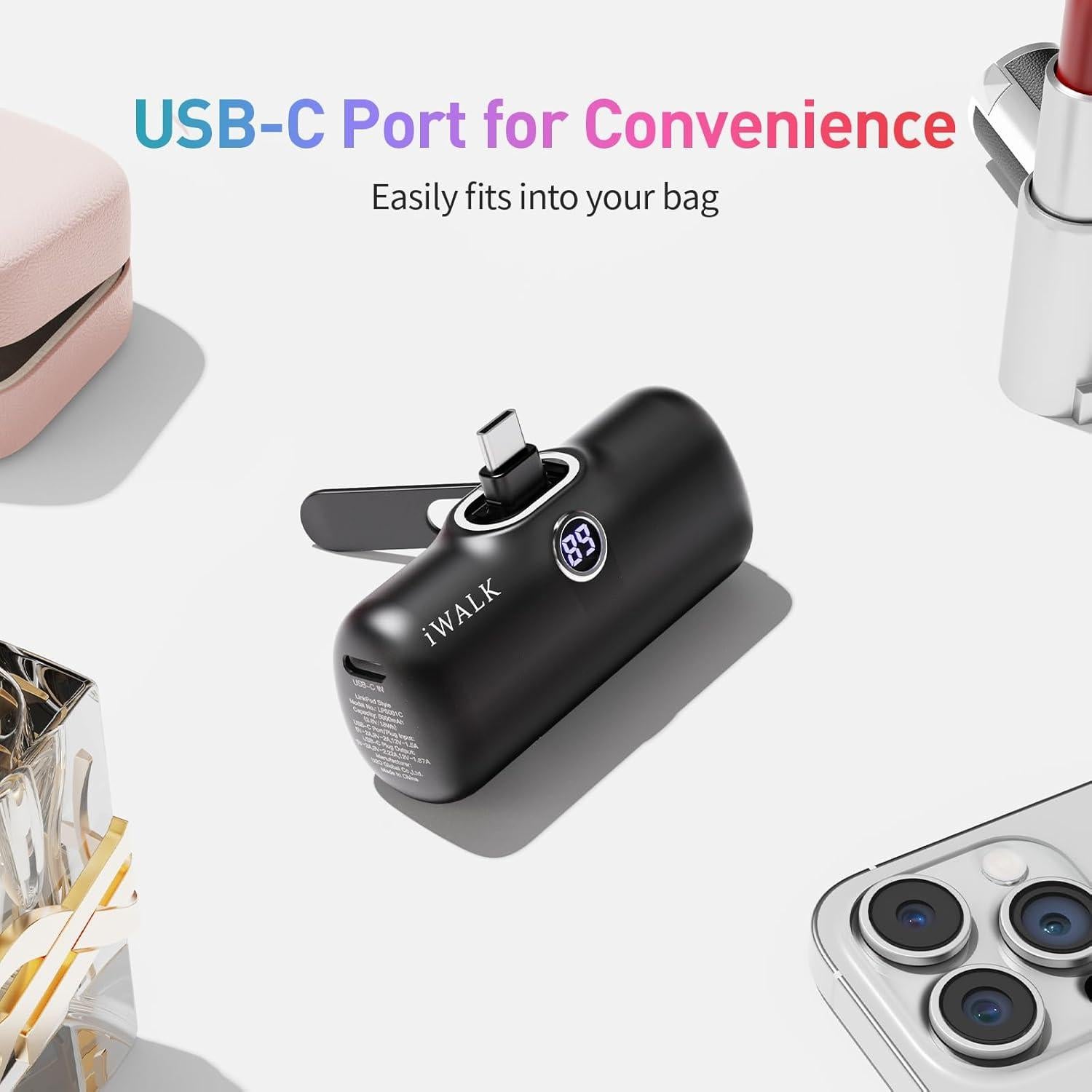 Cargador Portátil iWALK 5000mAh USB-C 20W Carga Rápida