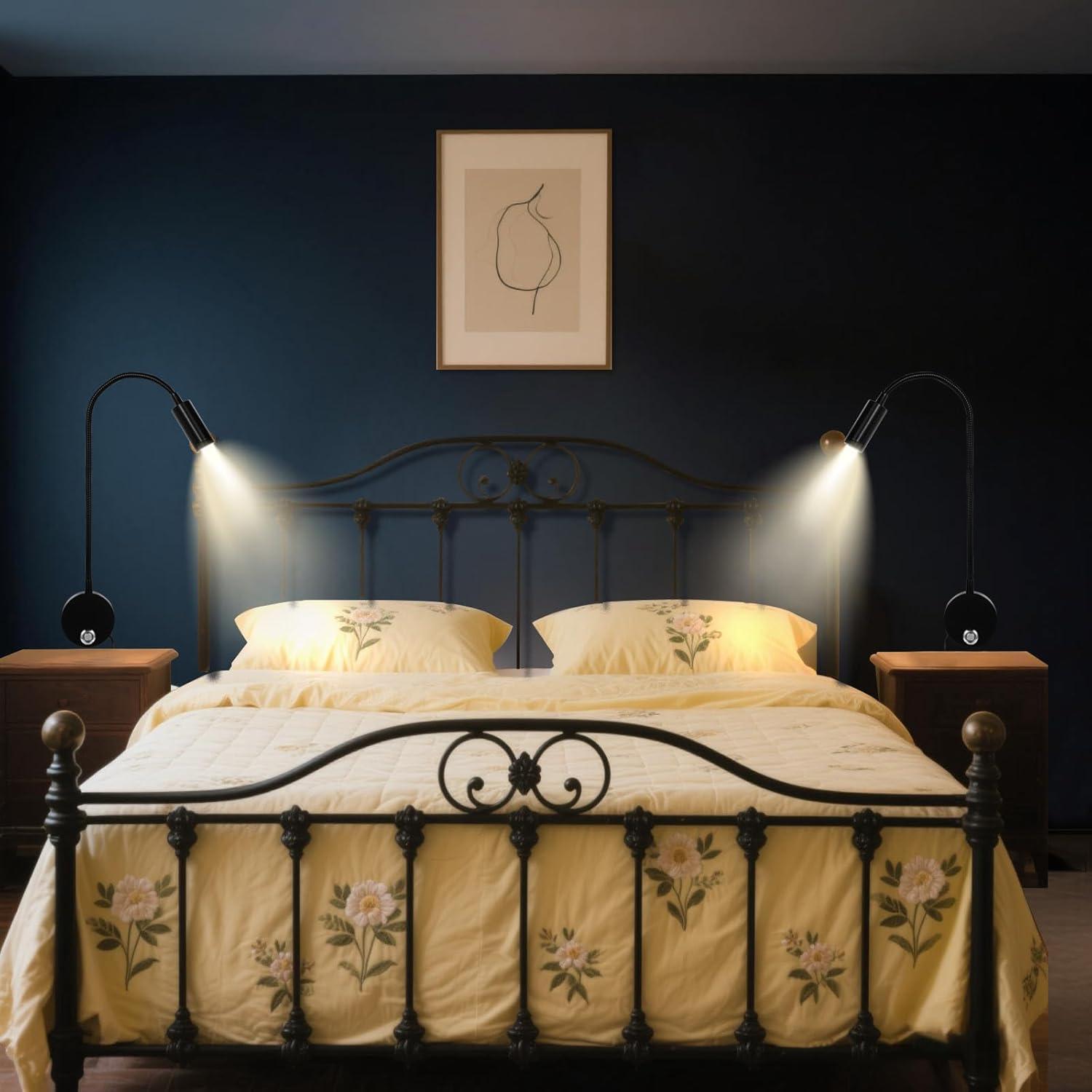 Luz de Lectura Montada en Pared FORHIZHOM con Brazo Flexible 38 cm