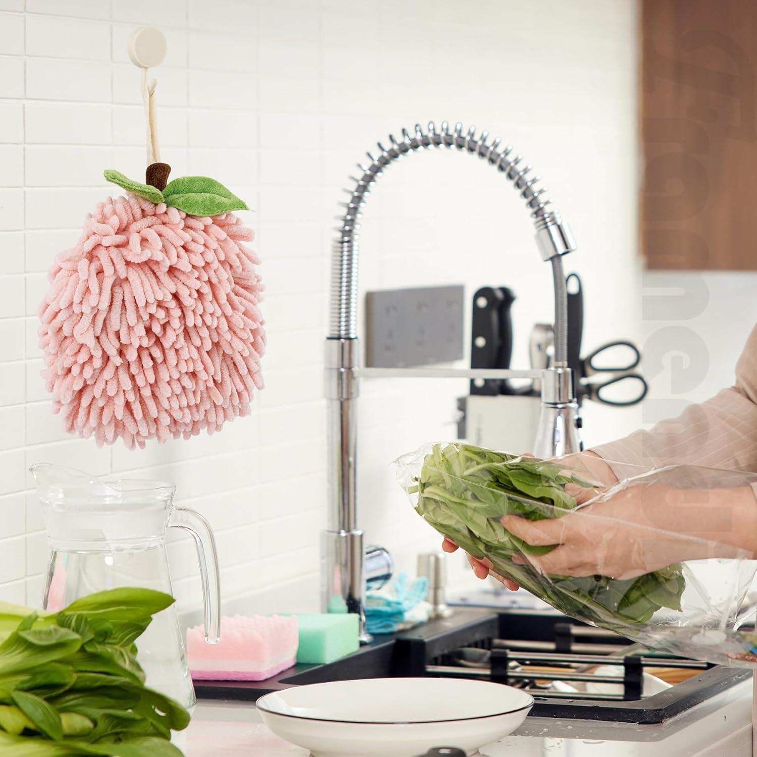 Toallas de Mano Chenille Framendino 2 Piezas Fruta Durazno