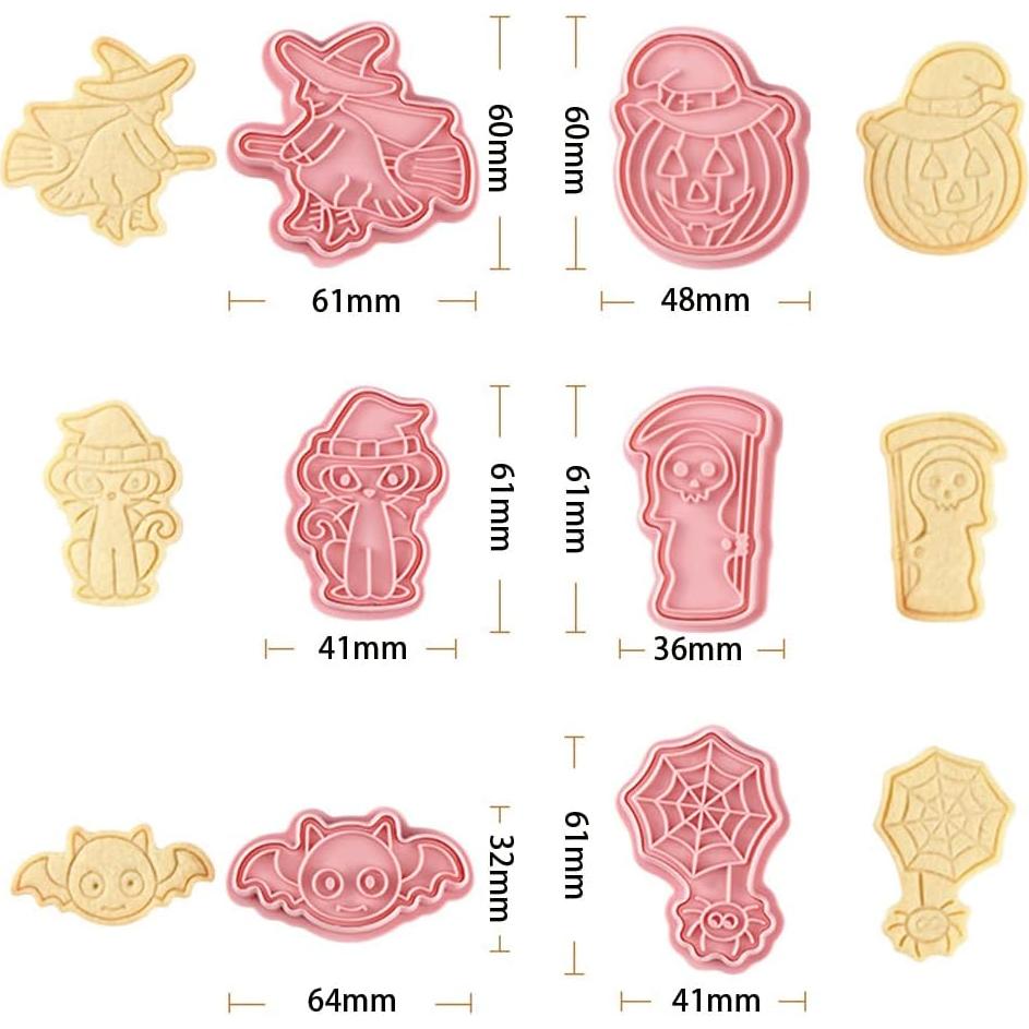 Cortadores de Galletas de Halloween Guowall - 6 Piezas 3D
