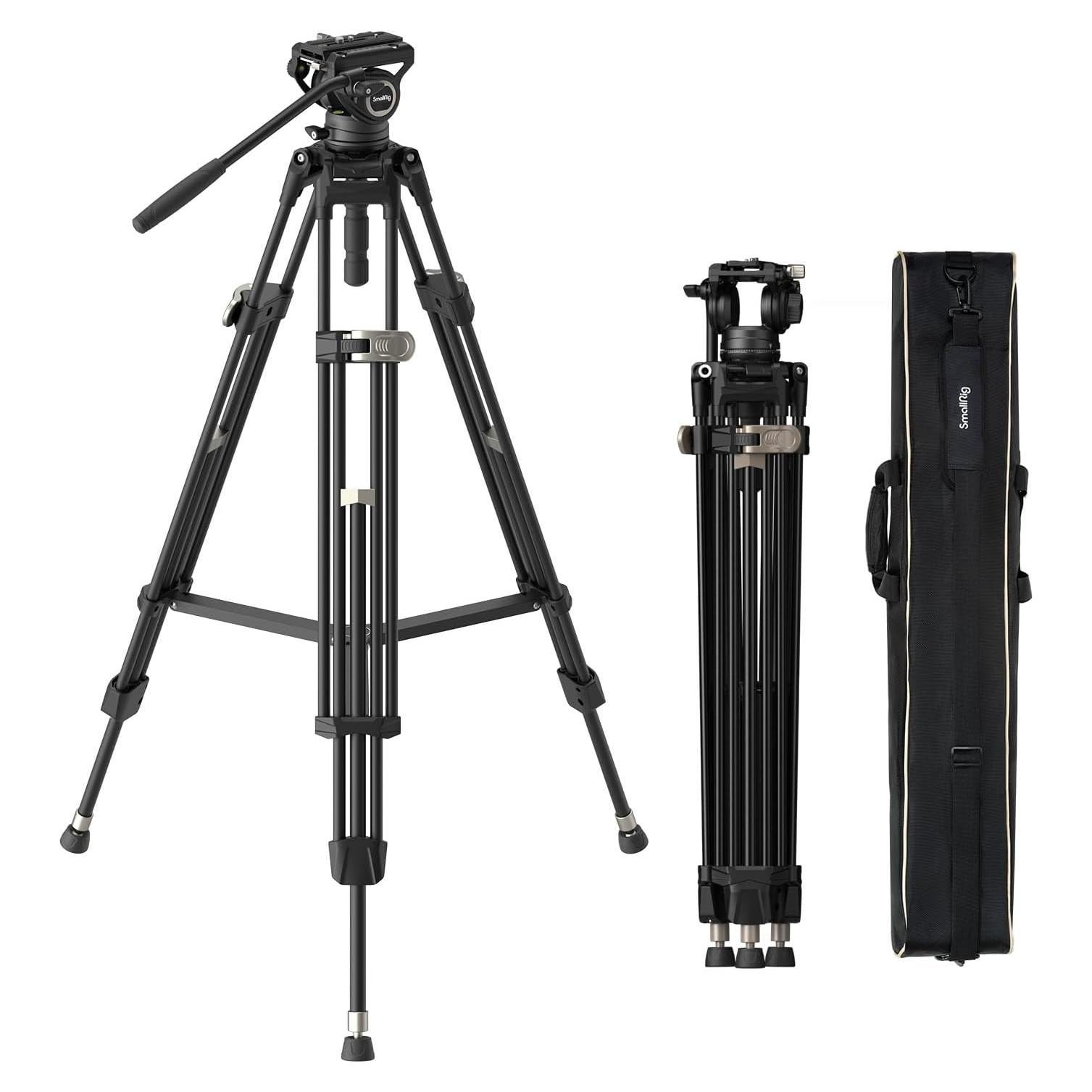 AD-80 FreeBlazer Heavy-Duty Video Tripod System, 75" Tall, Fluid Head, One-Step Height Adjust, Dual-Mode QR Plate, Load up to 17lbs, Professional Tripod for Camera