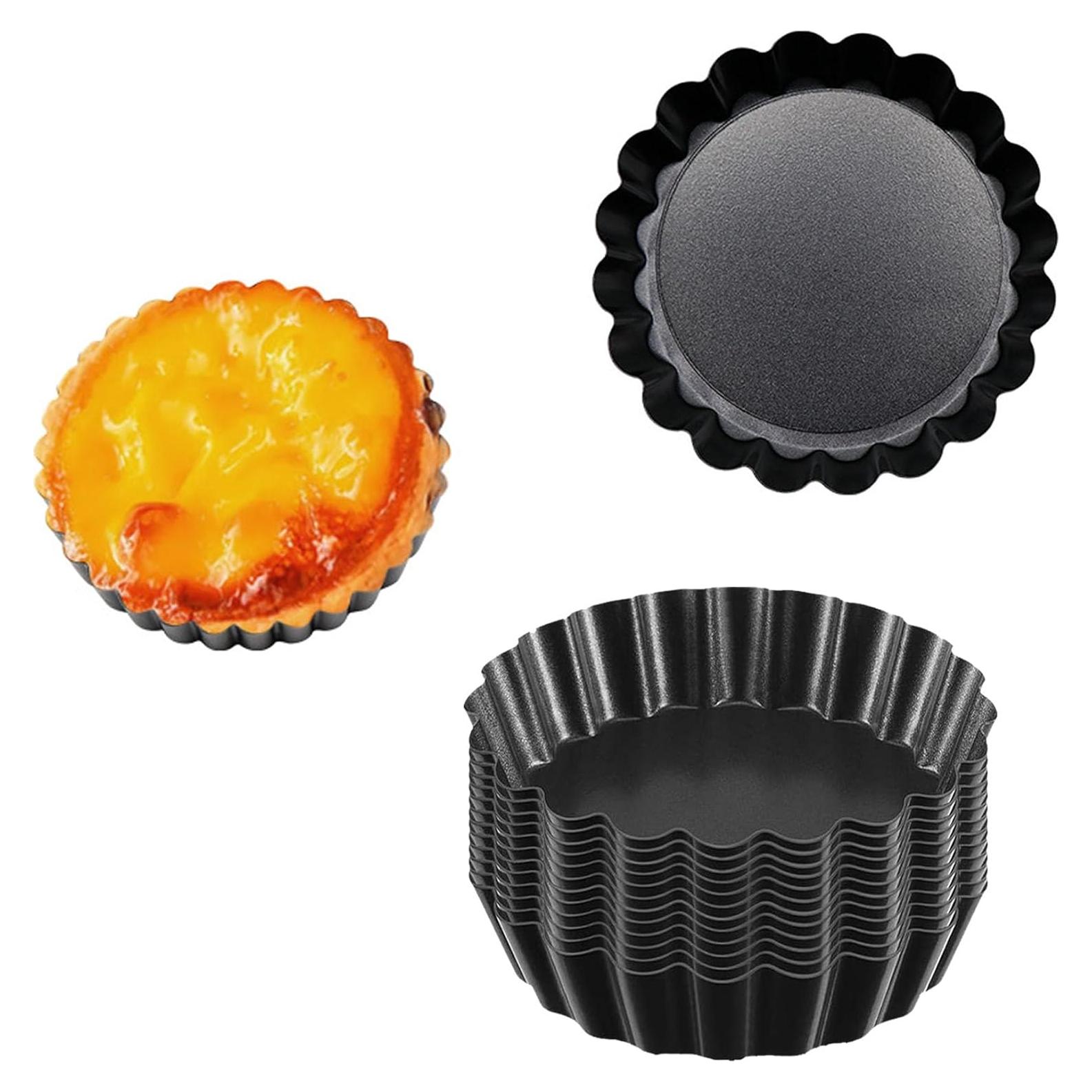 12 Moldes para Tartas de Huevo QJFCare 8 cm Antiadherente