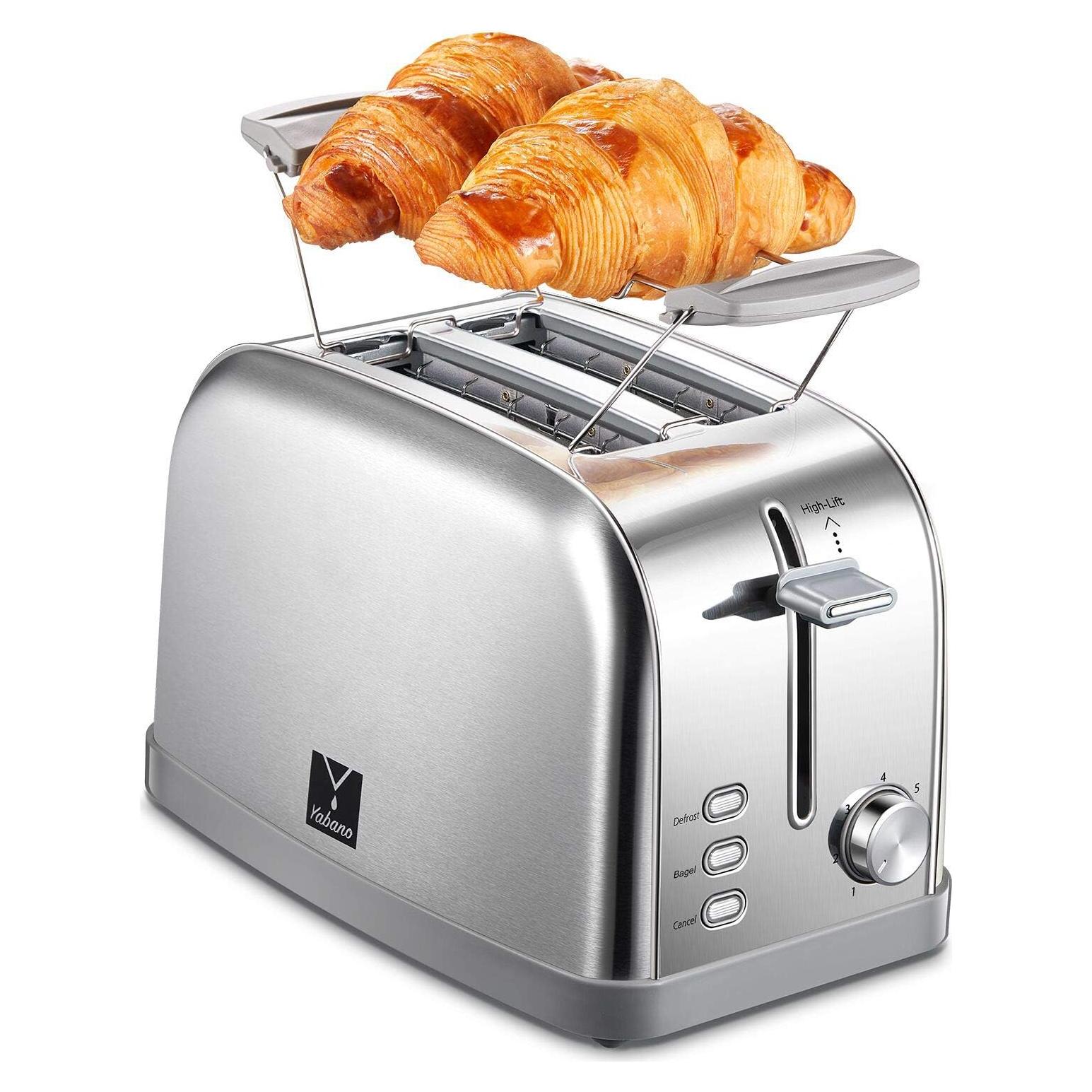 Tostadora Retro Yabano 2 Rebanadas Acero Inoxidable 900W