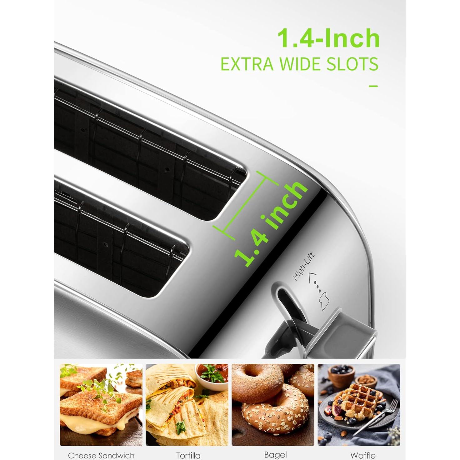 Tostadora Retro Yabano 2 Rebanadas Acero Inoxidable 900W