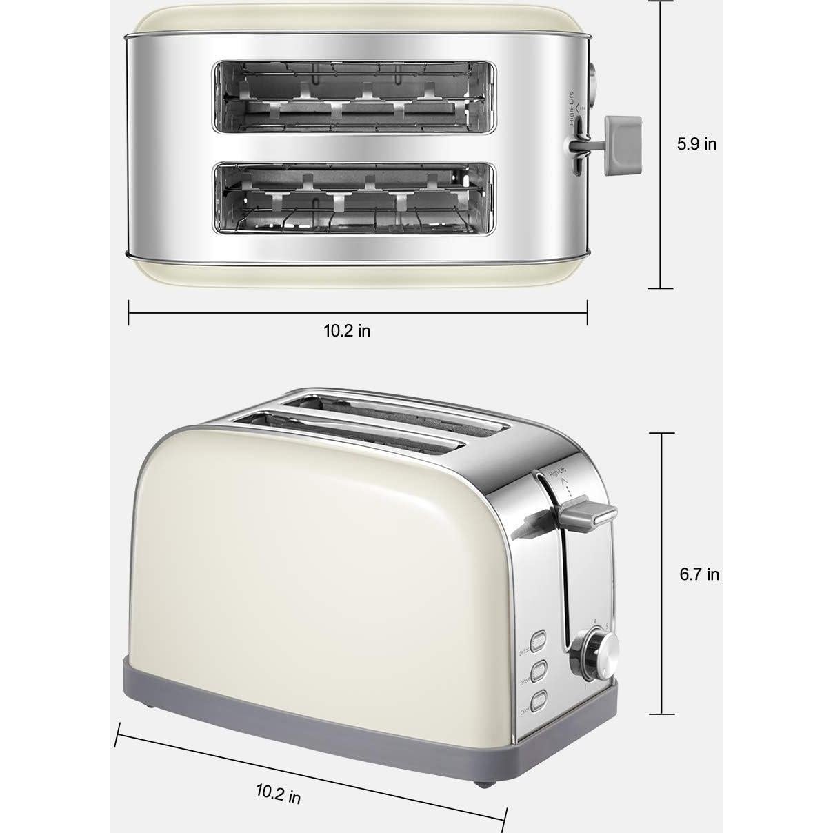 Tostadora Retro Yabano 2 Rebanadas Acero Inoxidable 900W