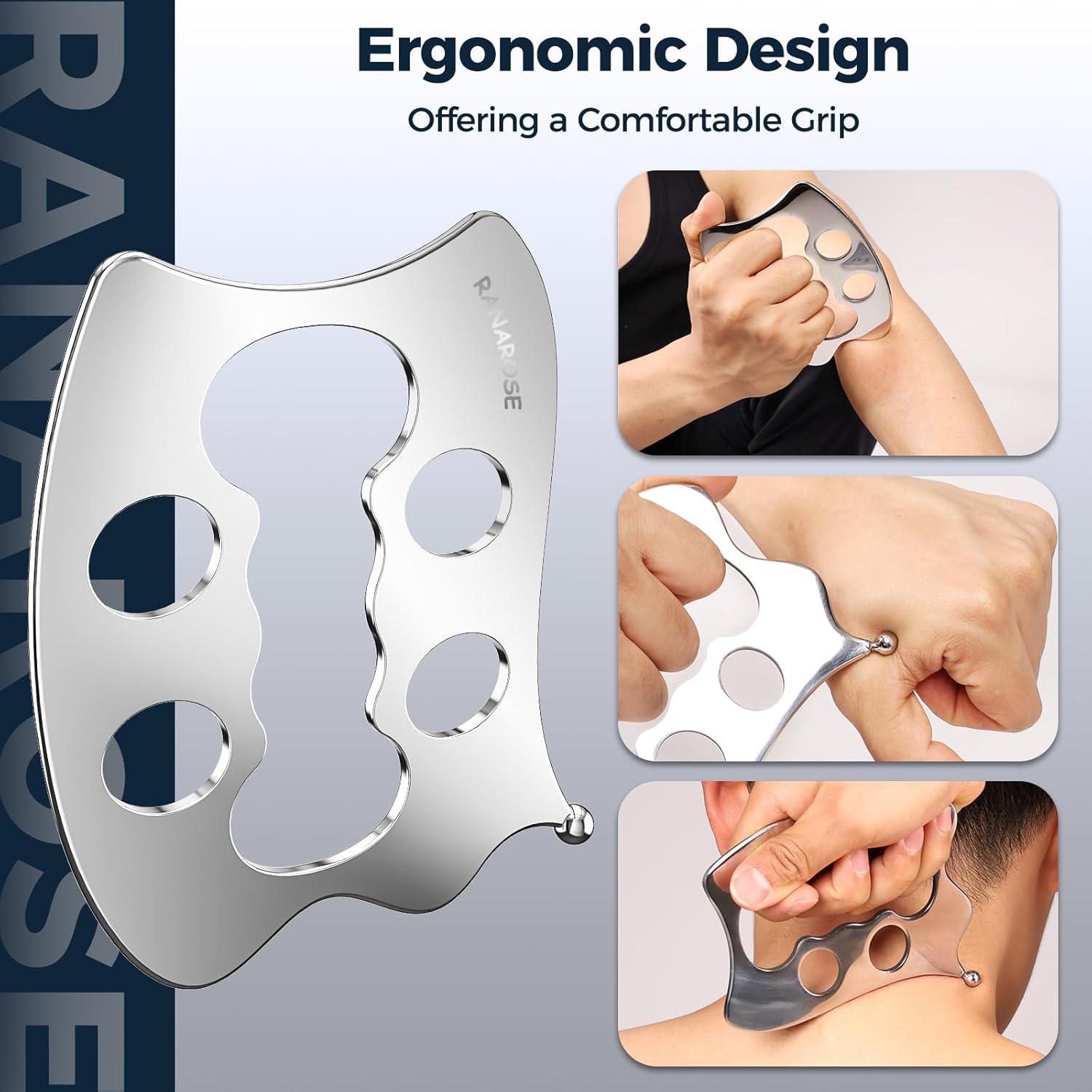 Juego de Herramientas de Gua Sha Ranarose Acero Inoxidable 3 Piezas