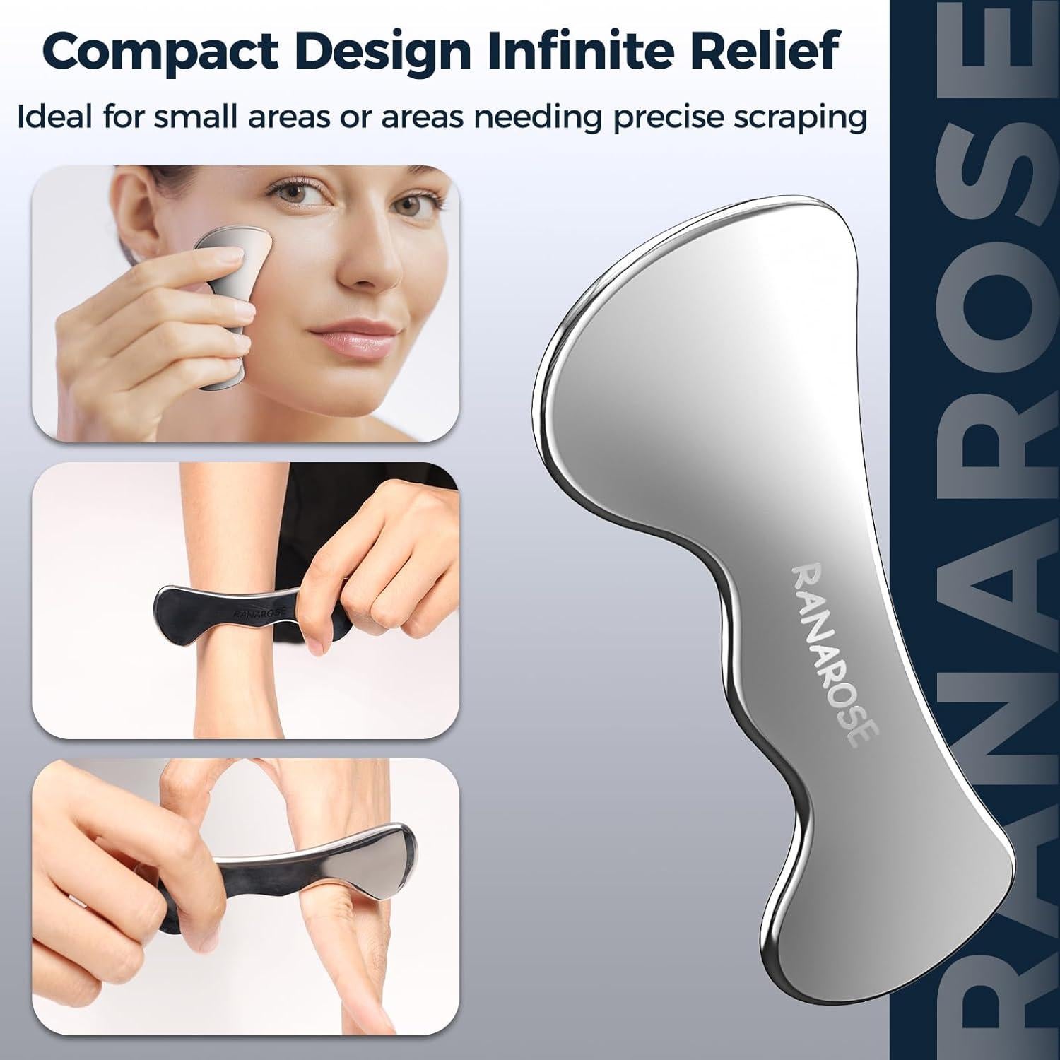 Juego de Herramientas de Gua Sha Ranarose Acero Inoxidable 3 Piezas