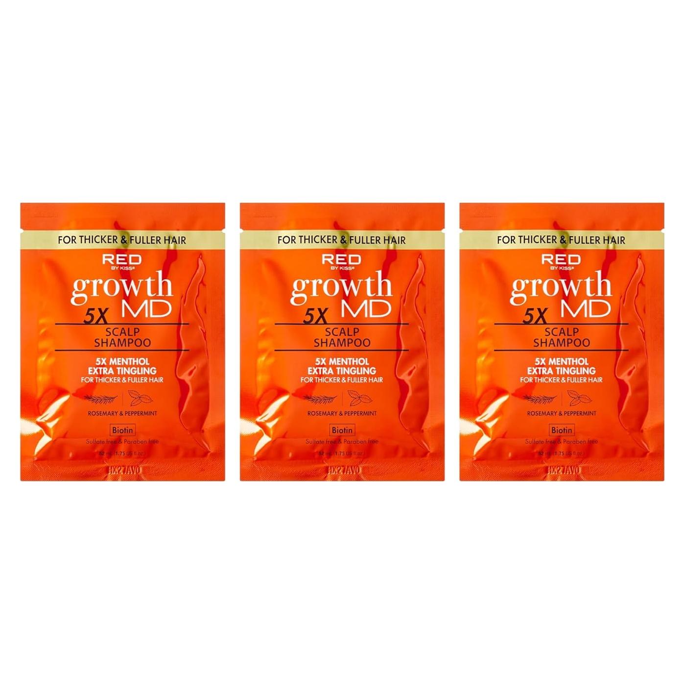 Champú Red by Kiss Growth MD 3x49.6g Mentol Refrescante