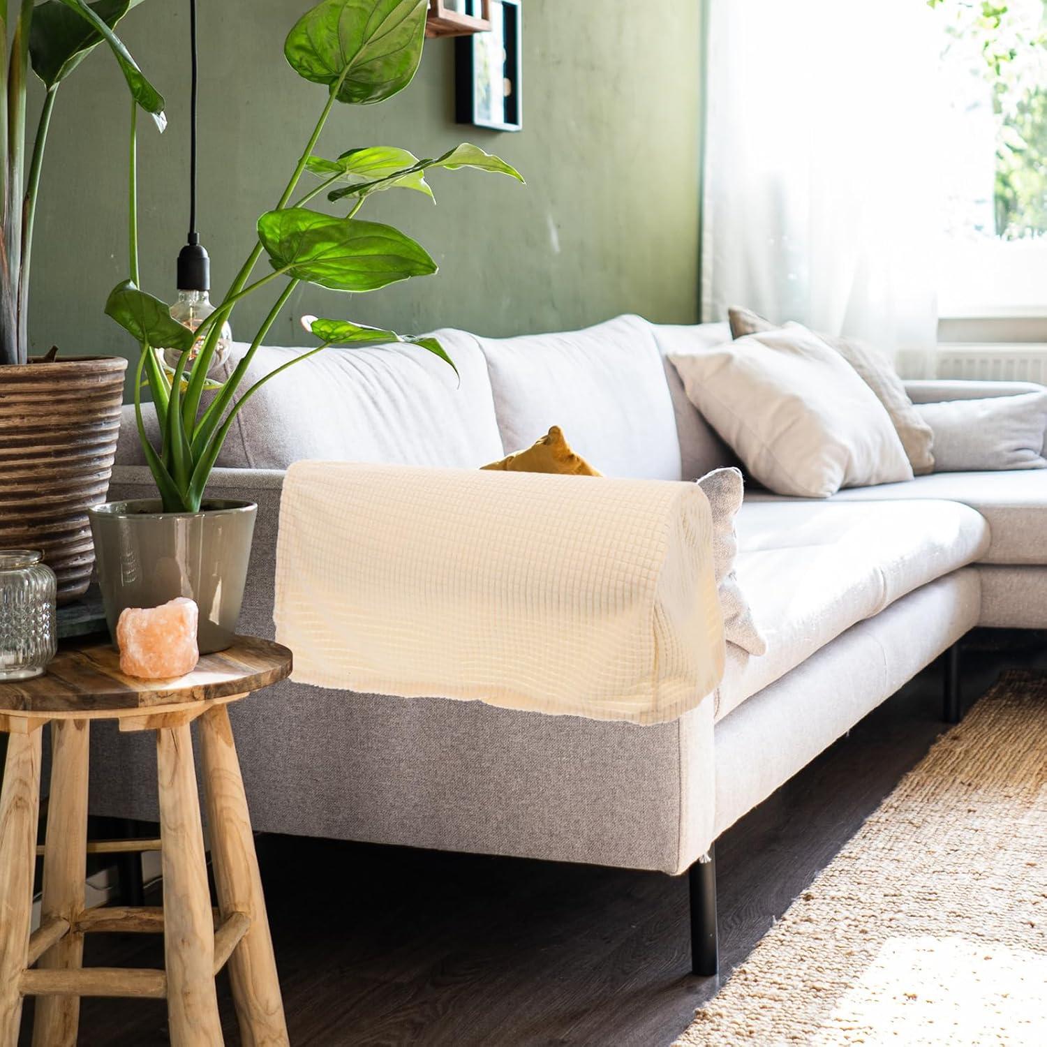 Fundas Elásticas para Reposabrazos Sofá SUPVOX Beige 2 Pcs