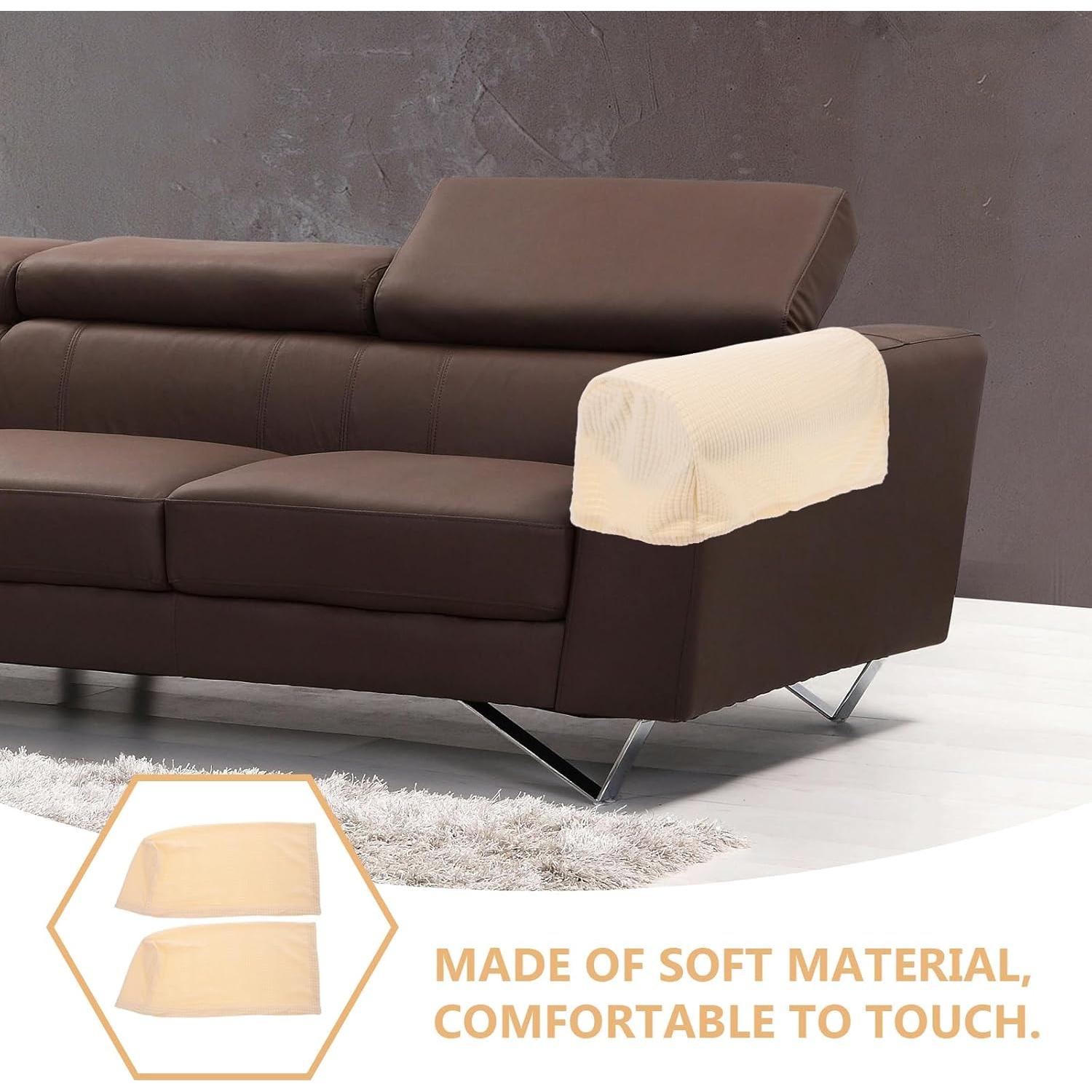 Fundas Elásticas para Reposabrazos Sofá SUPVOX Beige 2 Pcs