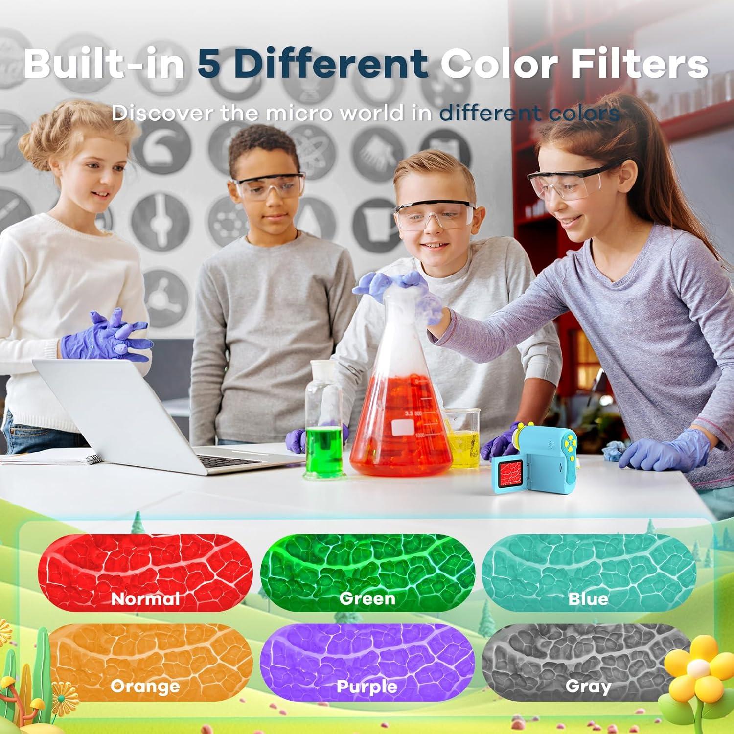 Microscopio Portátil Hideal HP60 para Niños 100X-1000X Azul