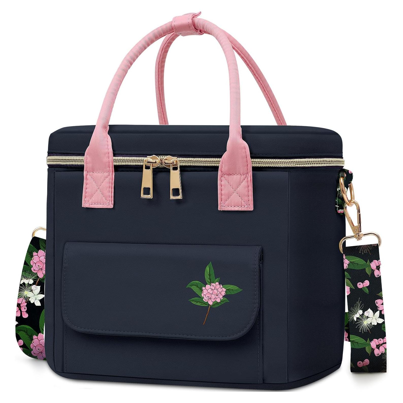 Bolsa de Almuerzo Aislada GLORIEROO Floral 8L Azul Profundo