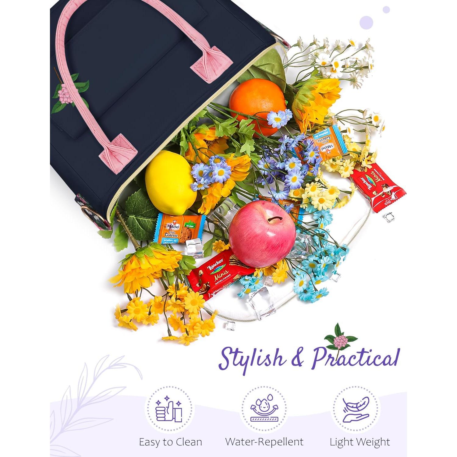 Bolsa de Almuerzo Aislada GLORIEROO Floral 8L Azul Profundo