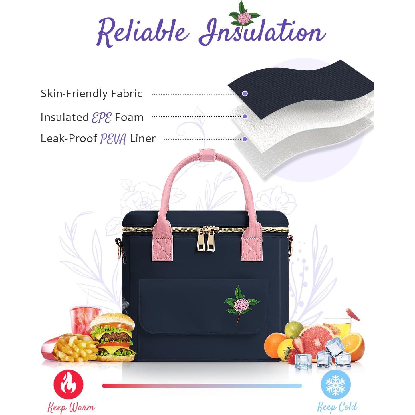 Bolsa de Almuerzo Aislada GLORIEROO Floral 8L Azul Profundo