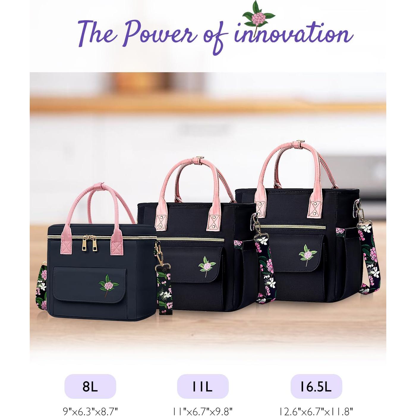 Bolsa de Almuerzo Aislada GLORIEROO Floral 8L Azul Profundo