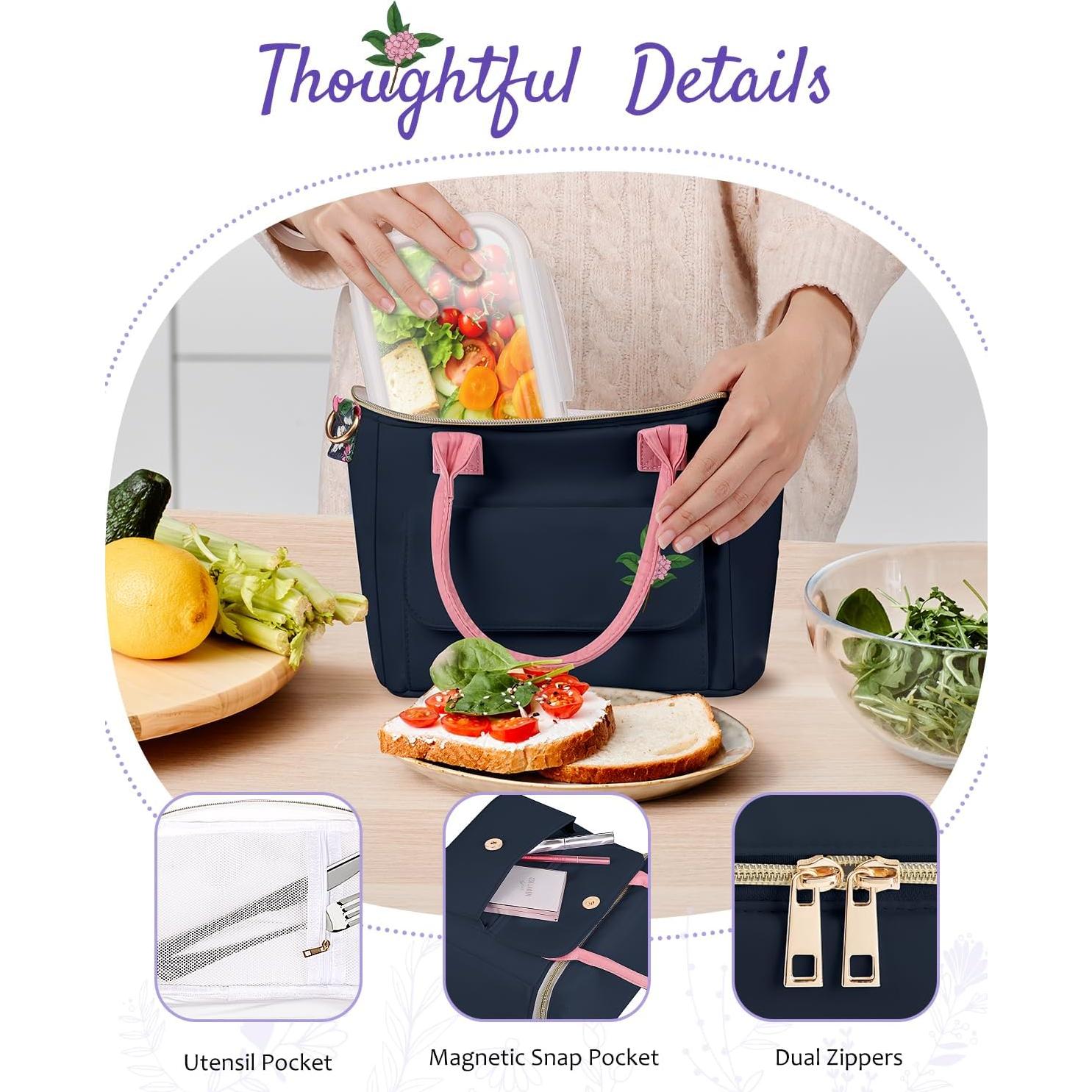 Bolsa de Almuerzo Aislada GLORIEROO Floral 8L Azul Profundo