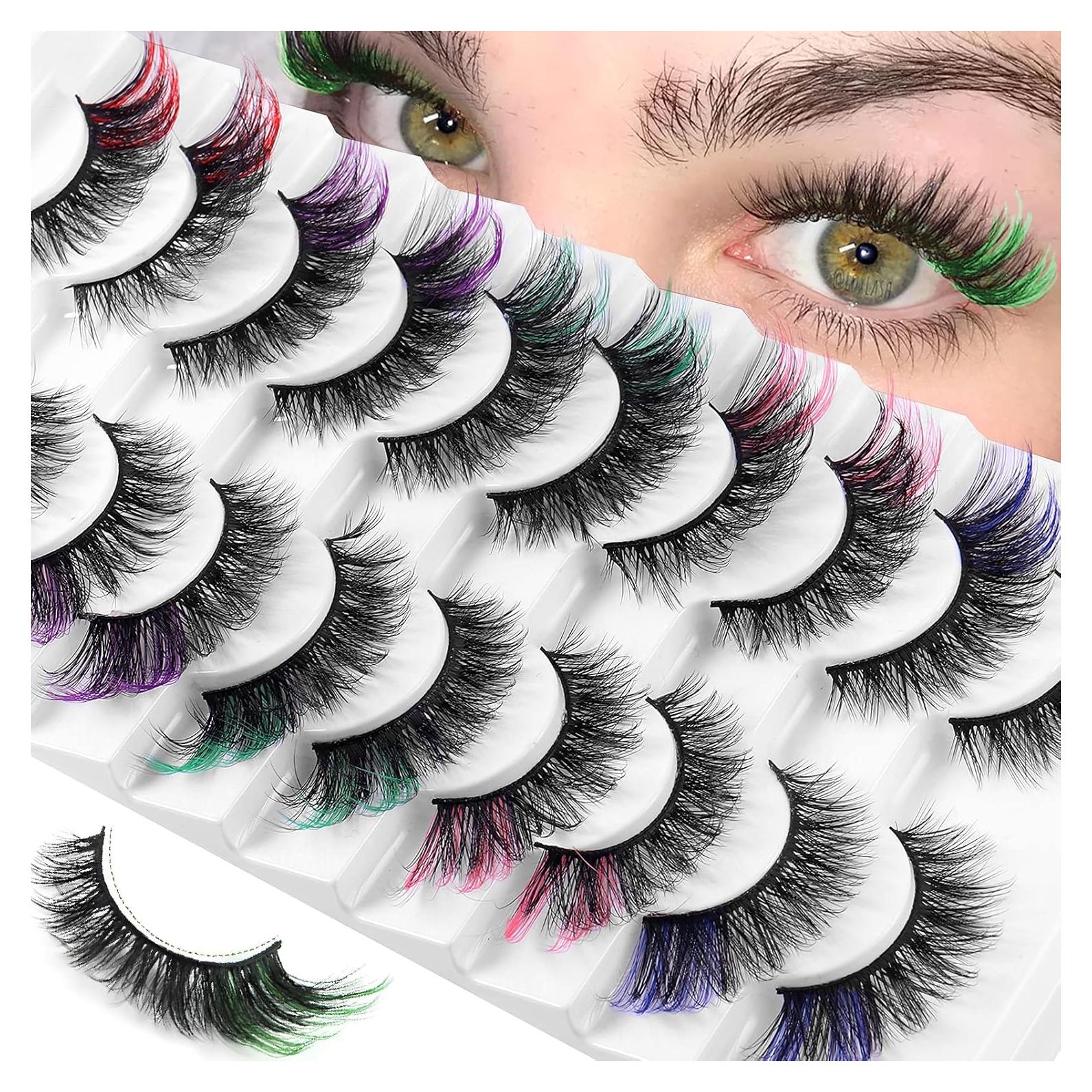 Pestañas Coloridas KUCKOW - 10 Pares 3D D Curl Reutilizables