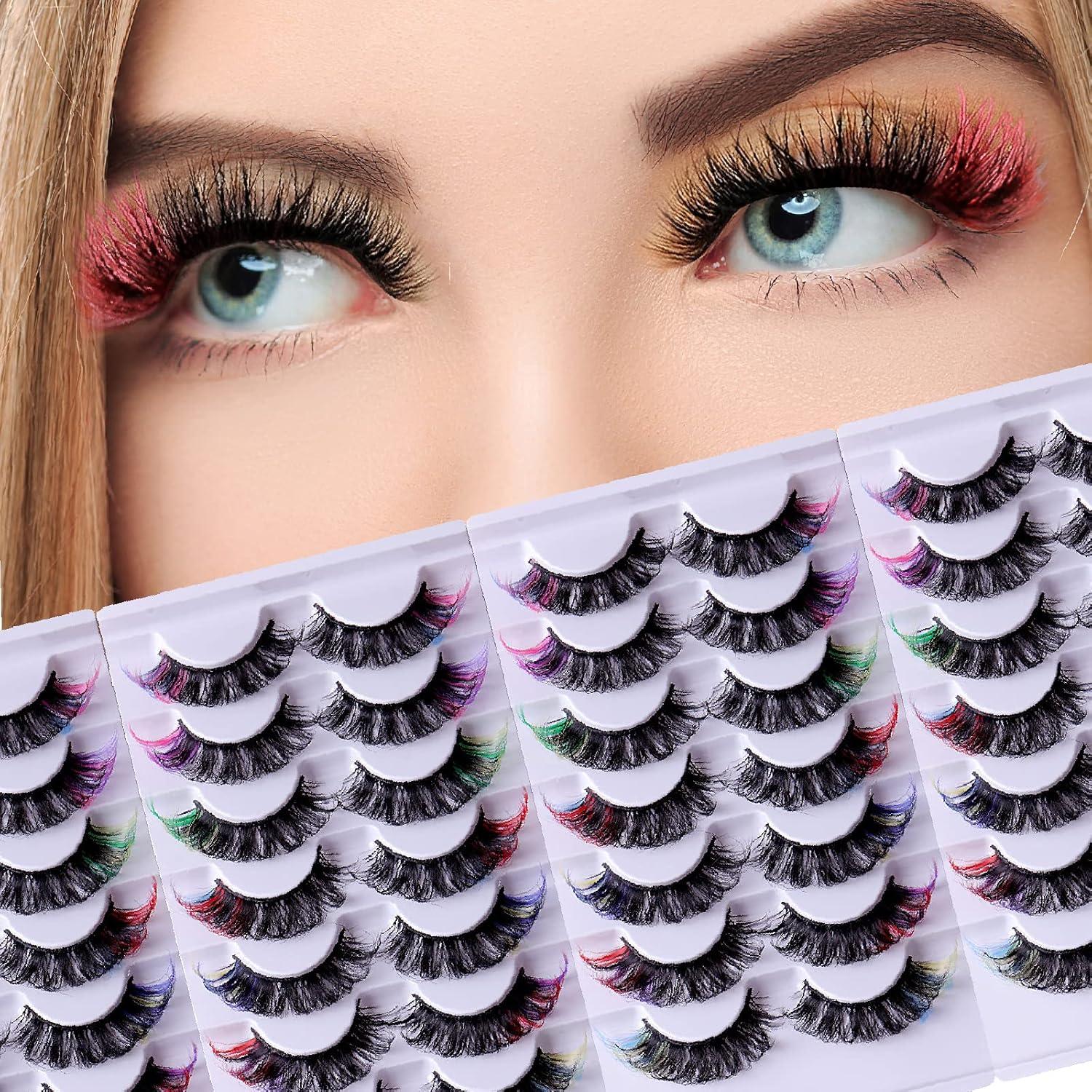 Pestañas Coloridas KUCKOW - 10 Pares 3D D Curl Reutilizables