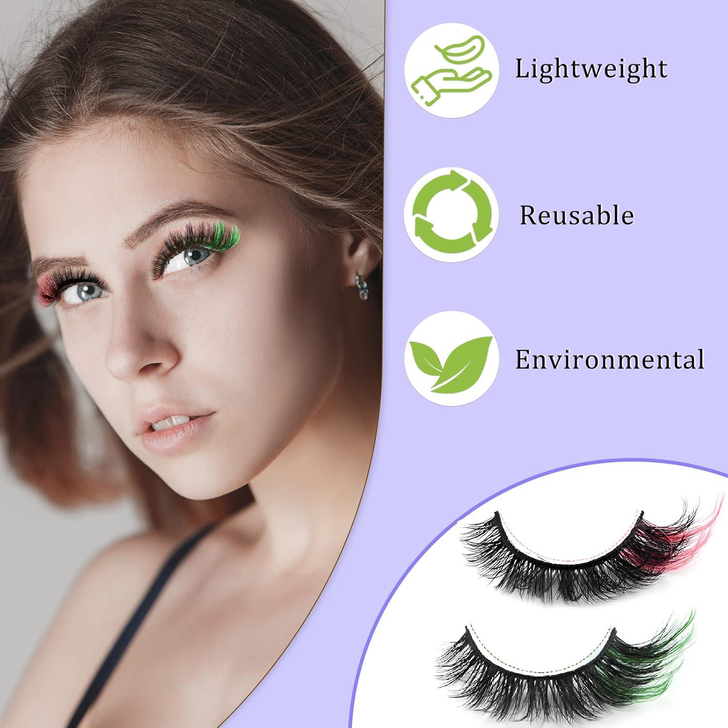 Pestañas Coloridas KUCKOW - 10 Pares 3D D Curl Reutilizables