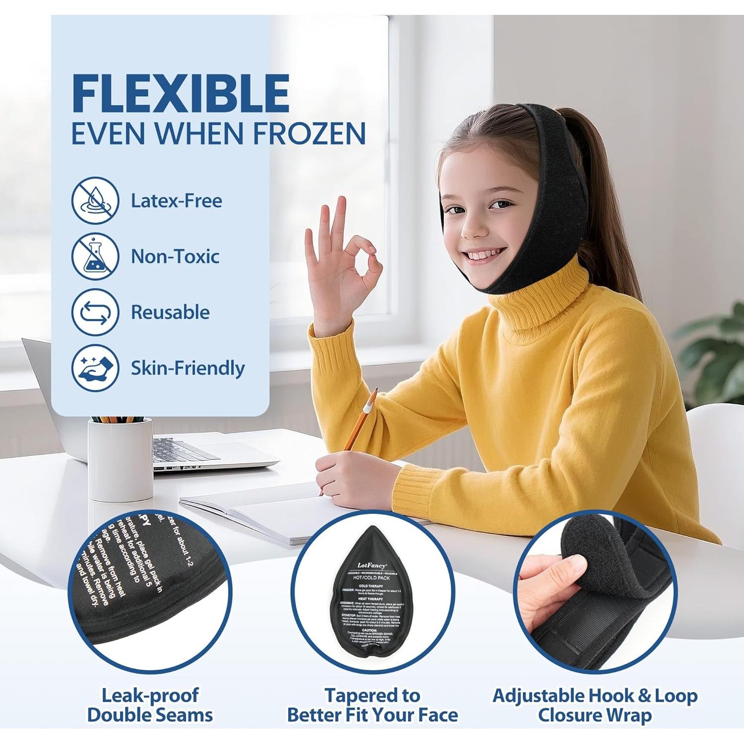 Faja de Hielo LotFancy para Alivio de Dolor Facial y TMJ