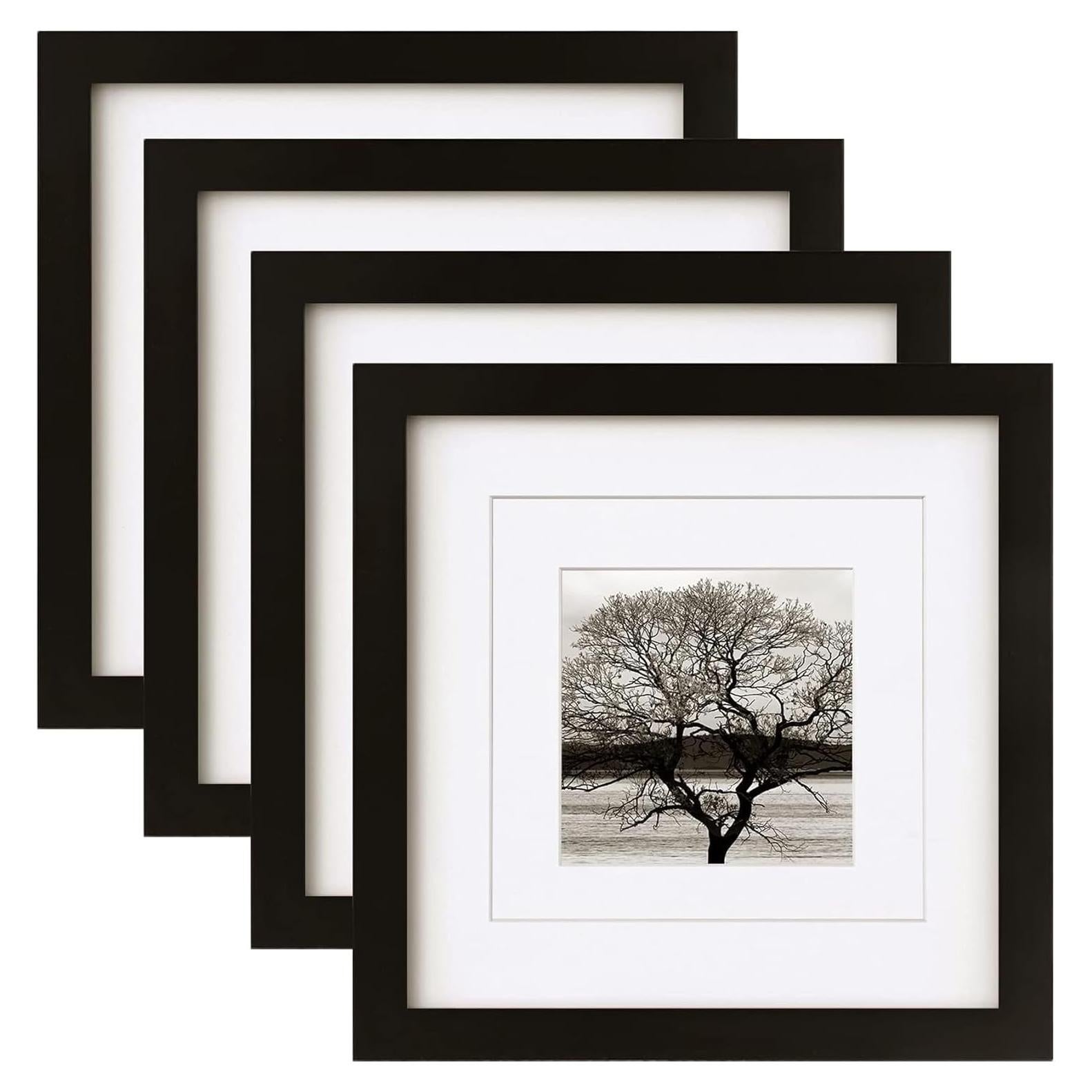 Egofine Marcos de Fotos 22.61x22.61 cm 4 PCS Madera Negra