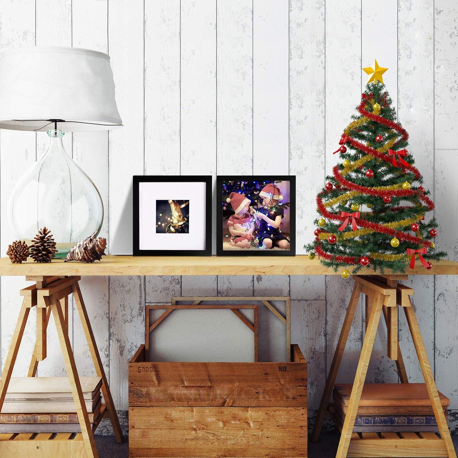 Egofine Marcos de Fotos 22.61x22.61 cm 4 PCS Madera Negra