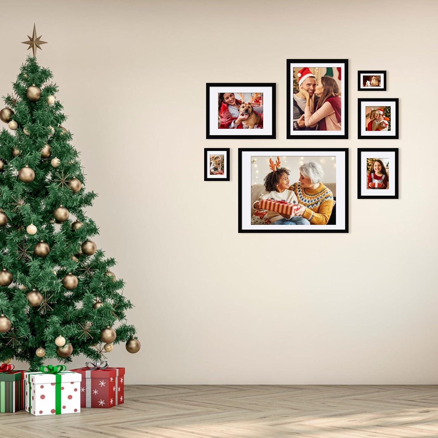 Egofine Marcos de Fotos 22.61x22.61 cm 4 PCS Madera Negra