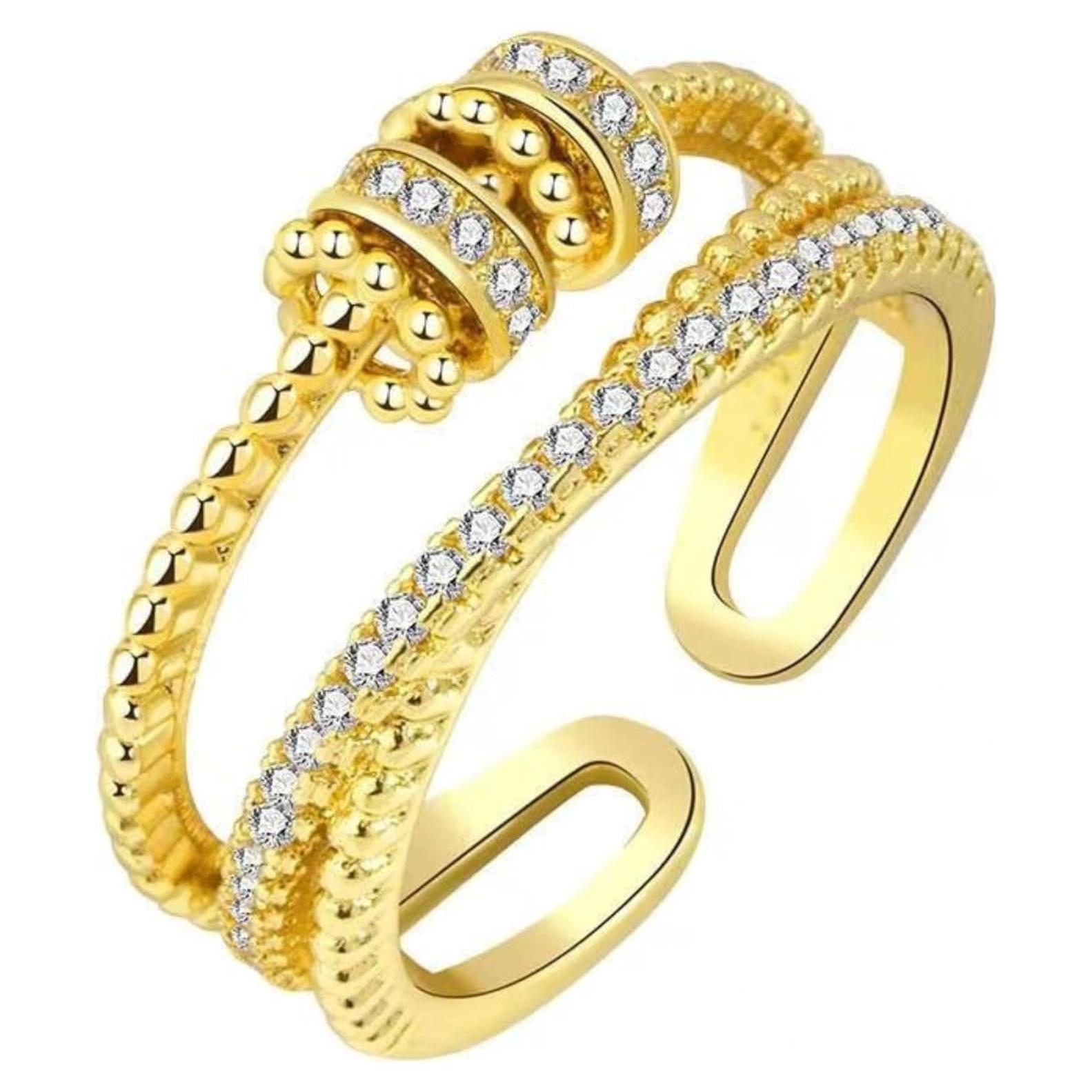 Anillo Fidget Ajustable Dorado para Ansiedad - Joyería Elegante