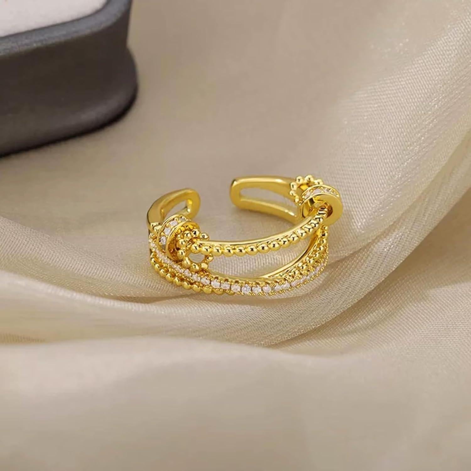 Anillo Fidget Ajustable Dorado para Ansiedad - Joyería Elegante