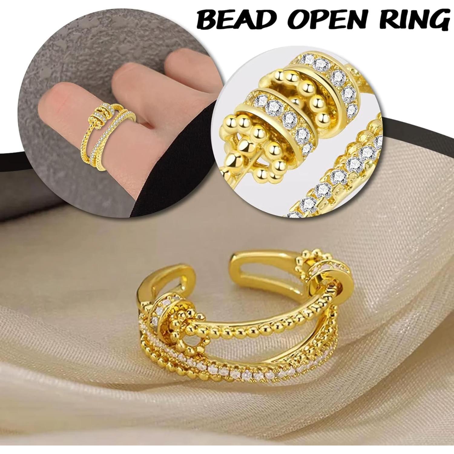 Anillo Fidget Ajustable Dorado para Ansiedad - Joyería Elegante