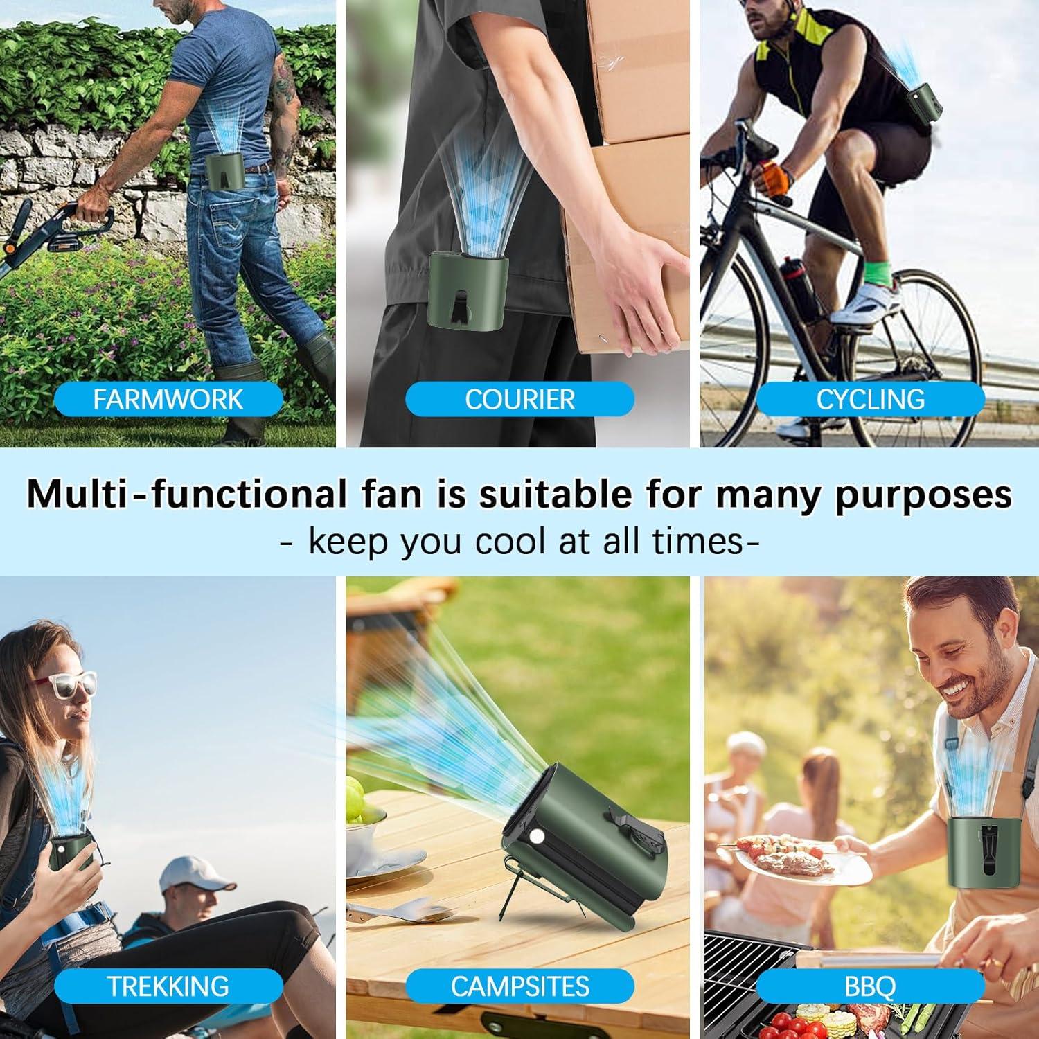 Ventilador de Cintura Portátil VerveCielo 5 Velocidades 10000mAh