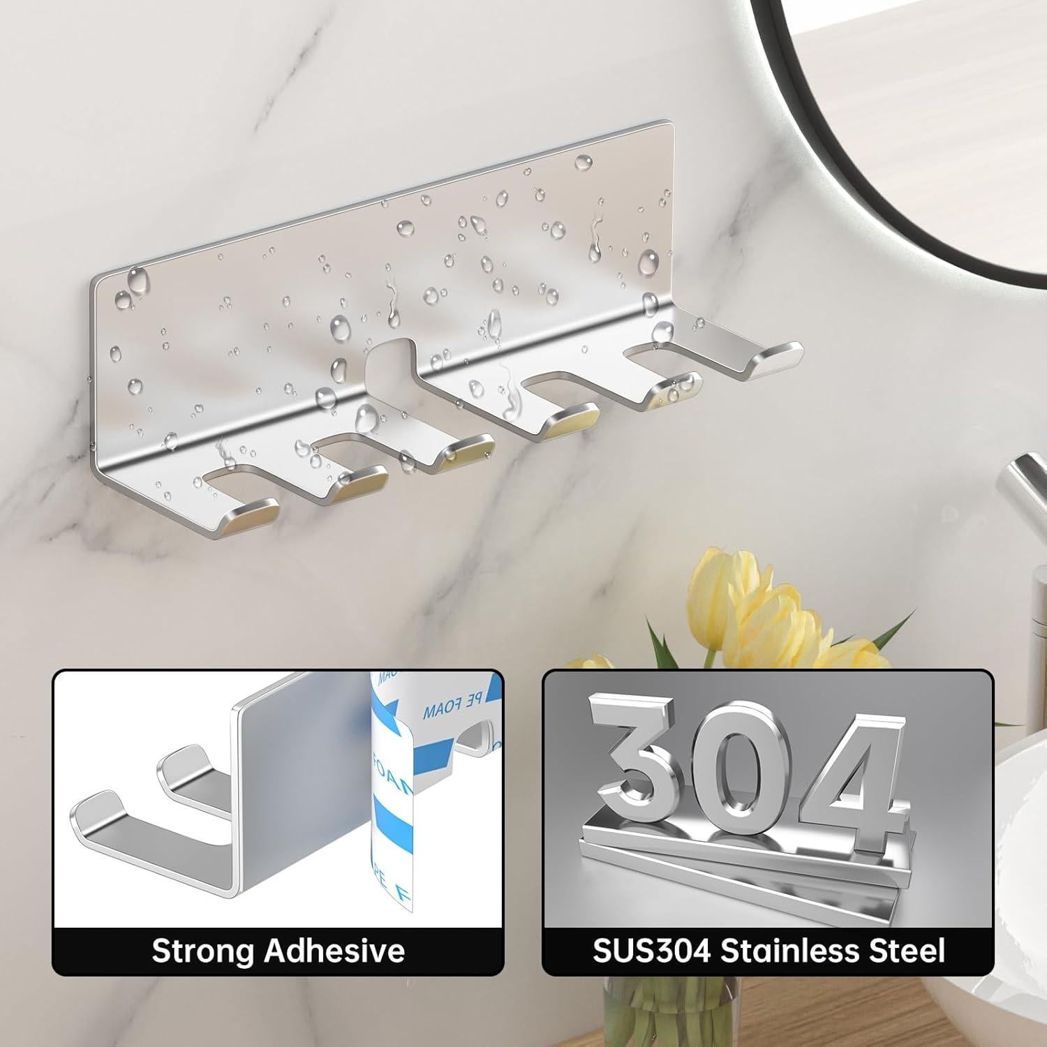 Soporte para Cepillos de Dientes YAYINLI Acero Inoxidable 5 Ranuras