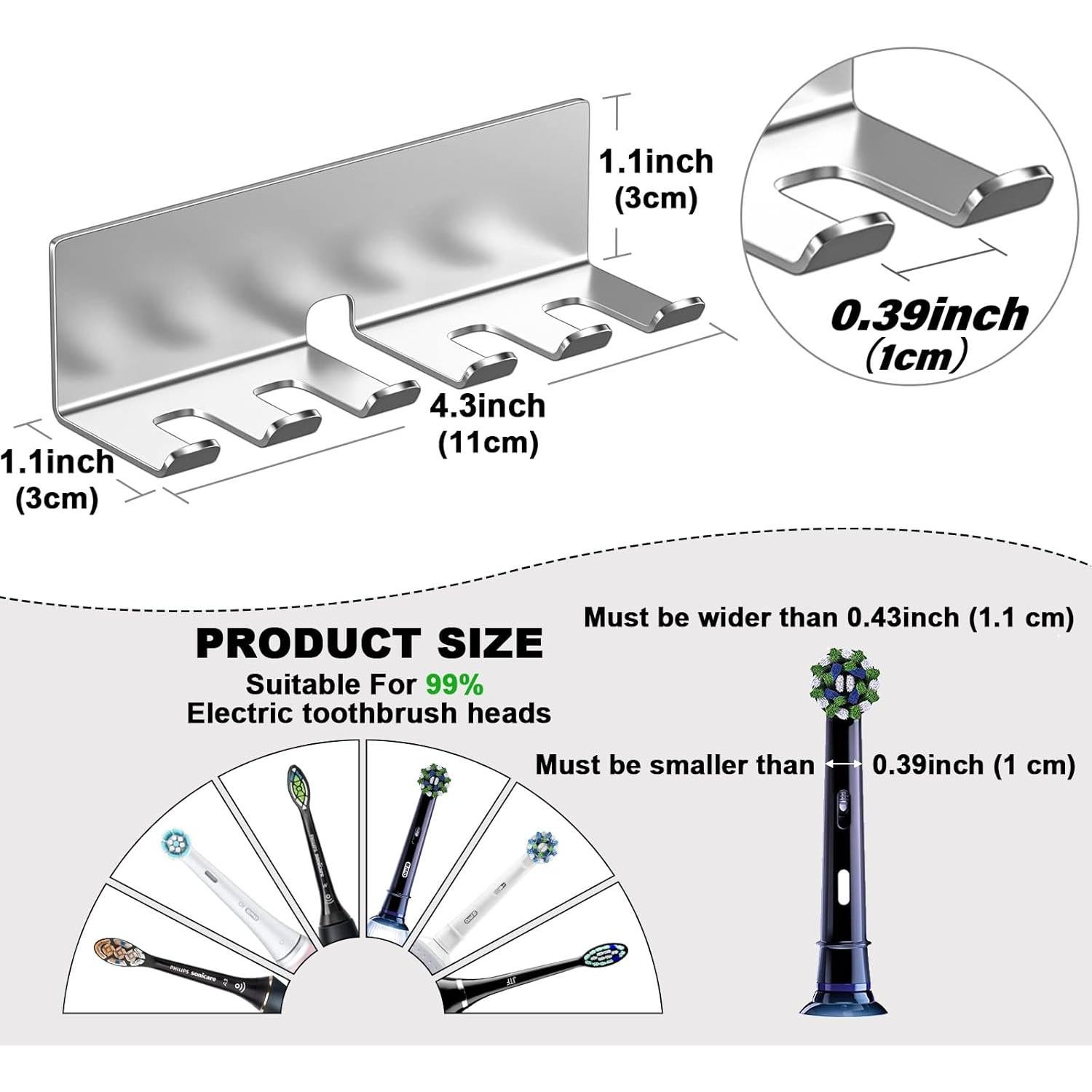 Soporte para Cepillos de Dientes YAYINLI Acero Inoxidable 5 Ranuras