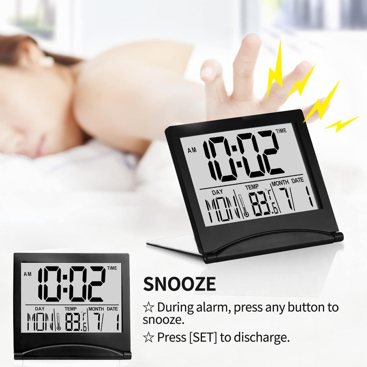Reloj Despertador Digital Betus B.Clock.Fold - Plegable, Temperatura y Snooze