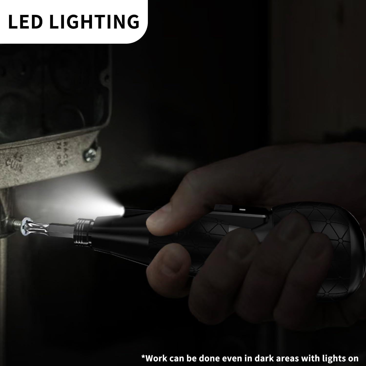 Destornillador Eléctrico Inalámbrico Hillyfe 2500mAh con Luz LED