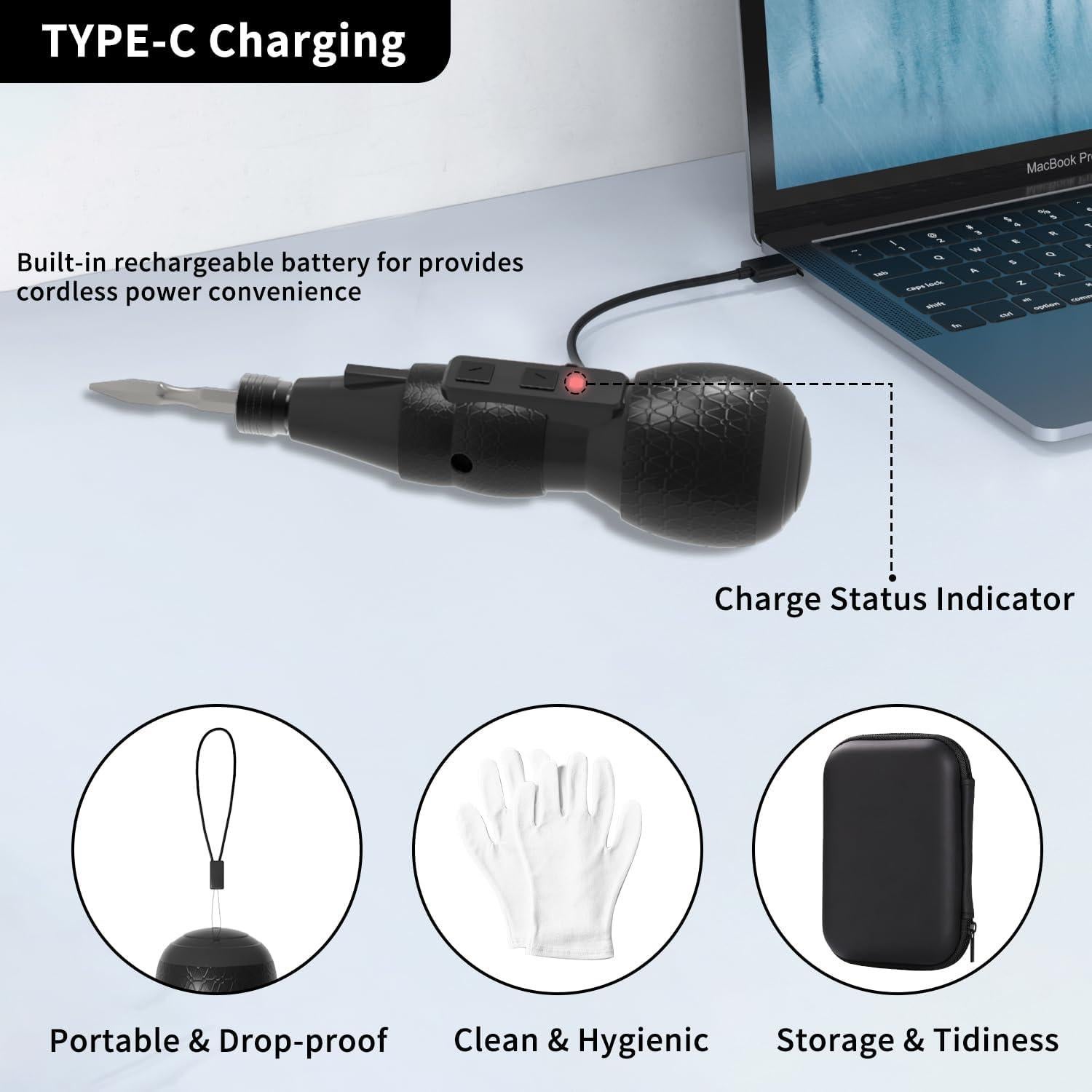 Destornillador Eléctrico Inalámbrico Hillyfe 2500mAh con Luz LED