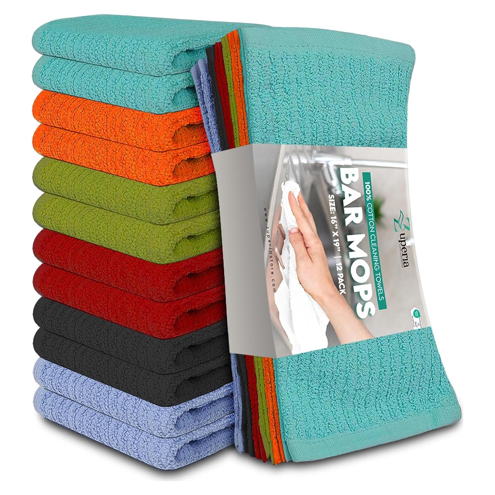Toallas de Cocina ZUPERIA Bar Mop 12 Piezas 100% Algodón