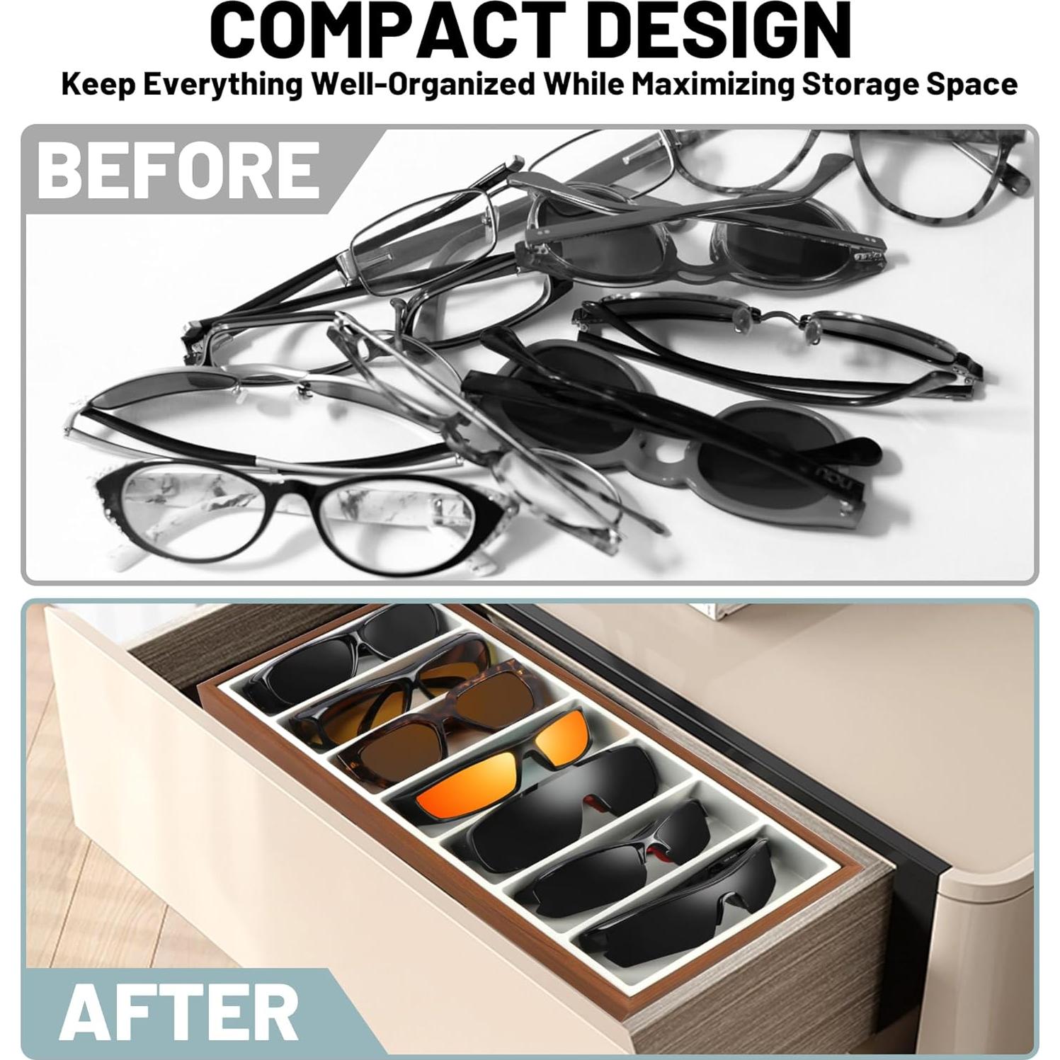 Organizador de Gafas de Madera Homeanda con 7 Compartimentos