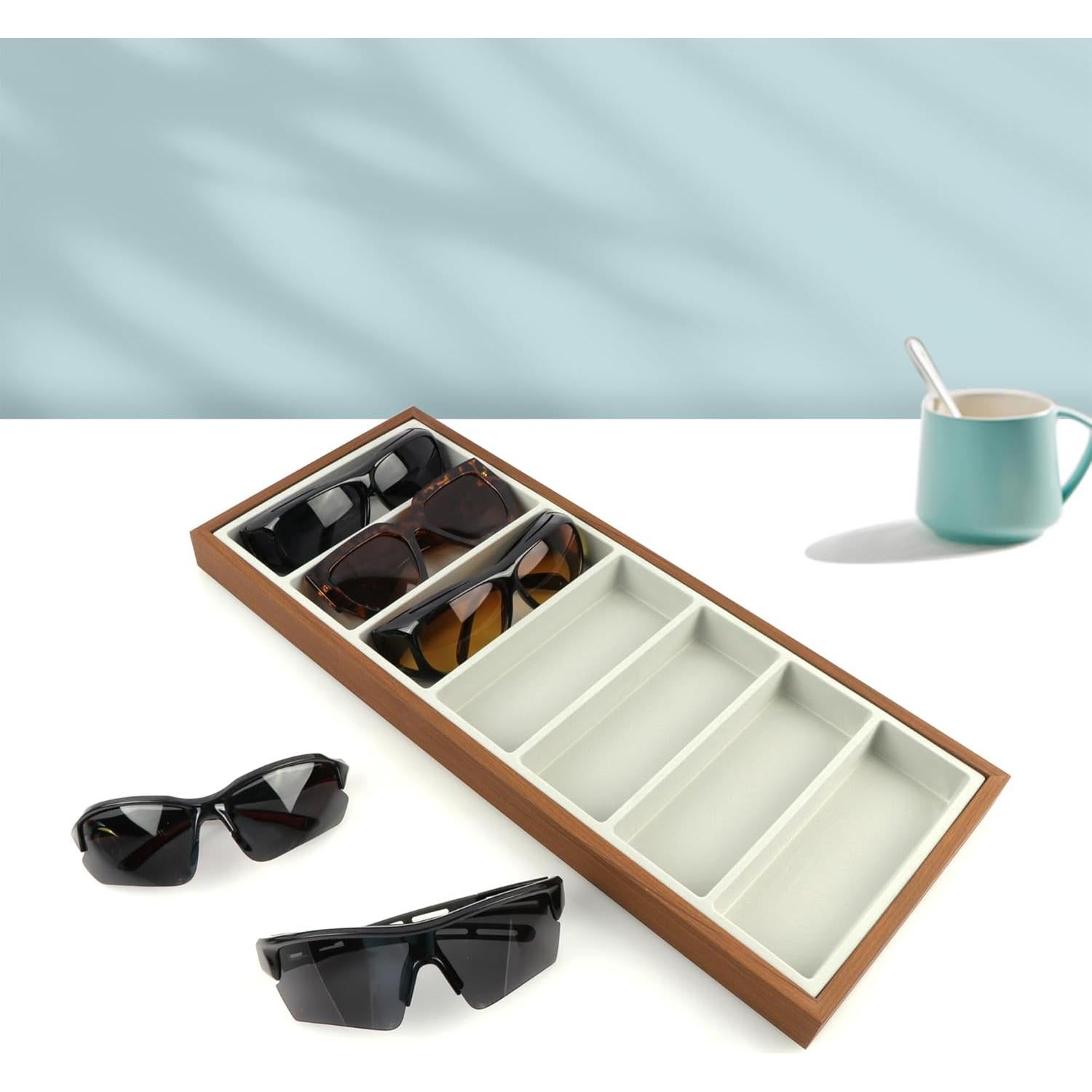 Organizador de Gafas de Madera Homeanda con 7 Compartimentos