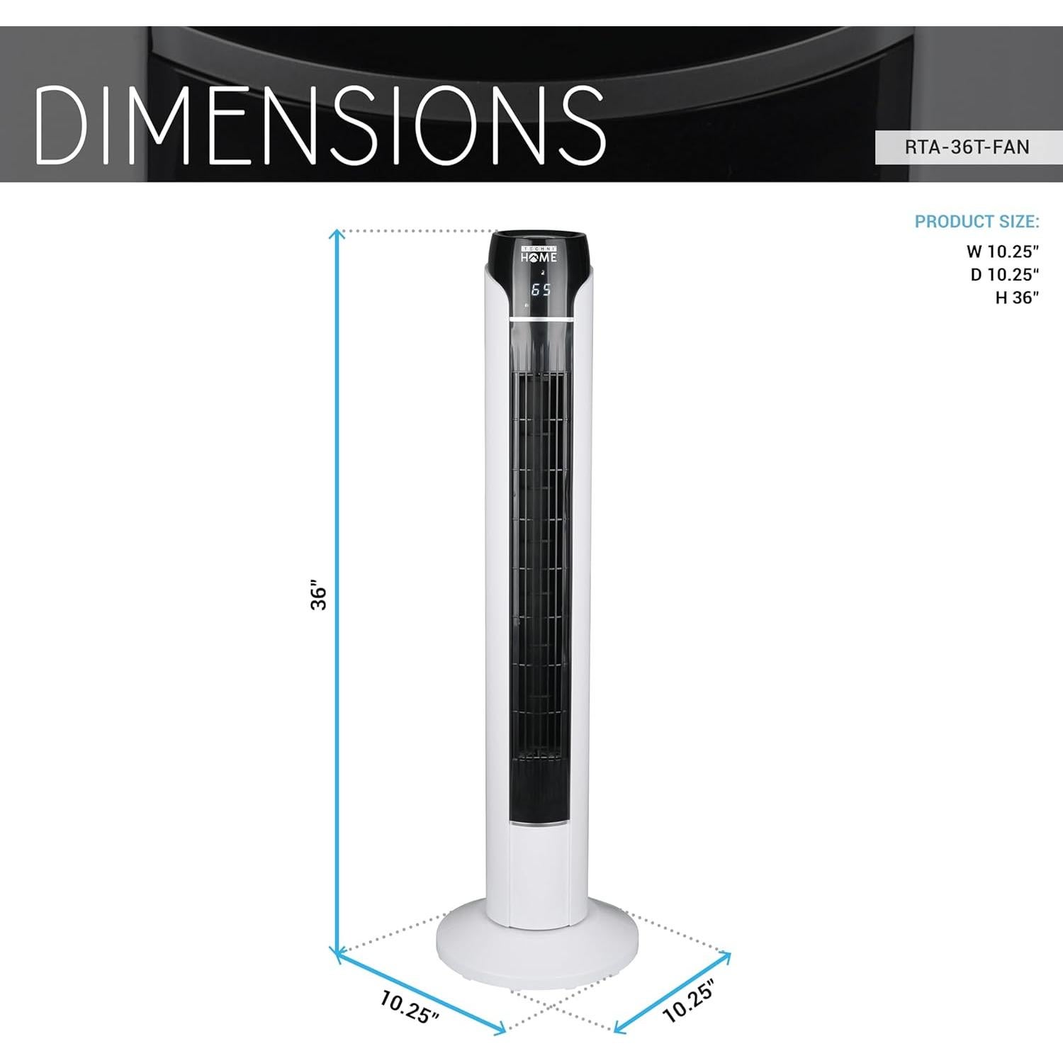 Ventilador de Torre Techni Home 91.44 cm con Control Remoto