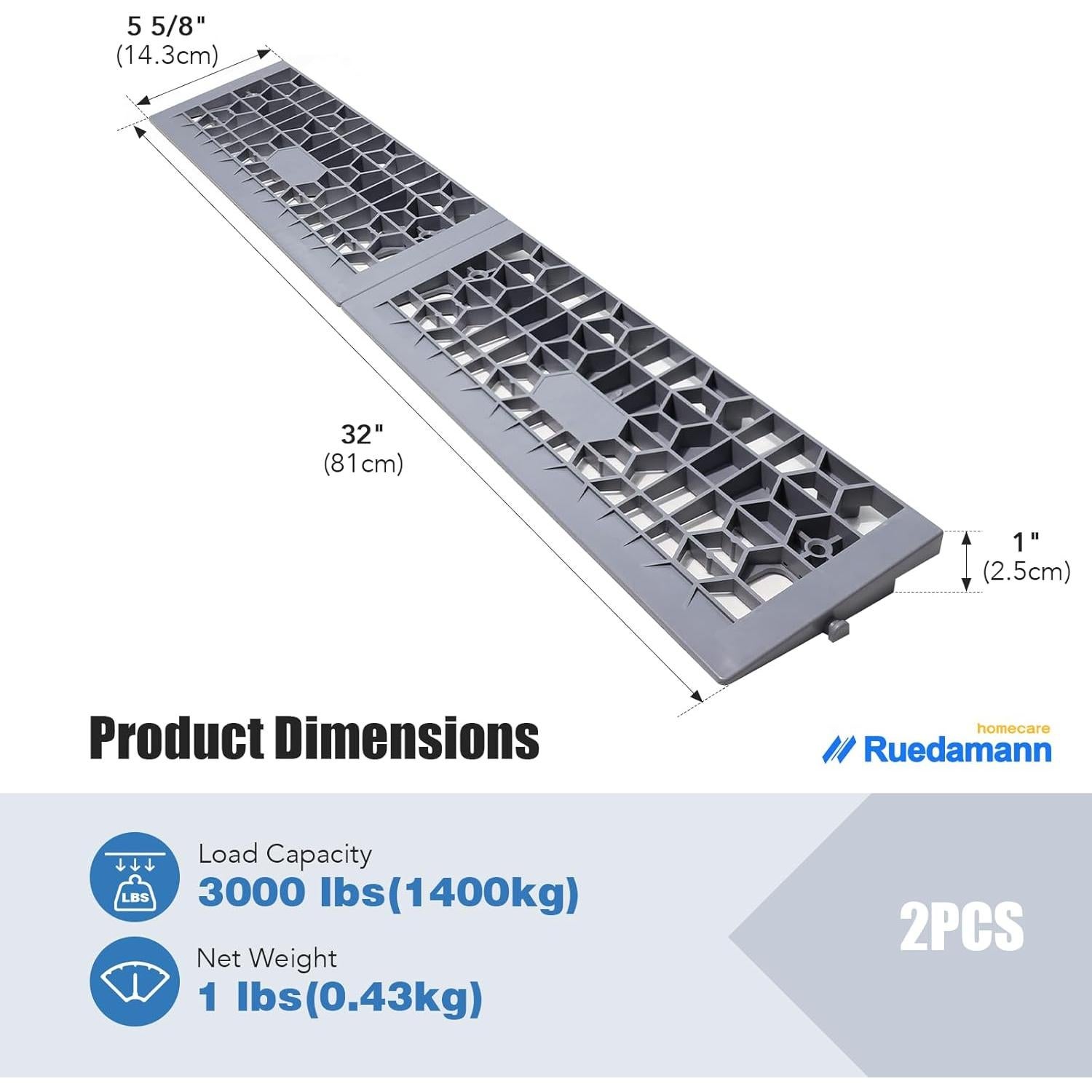 Rampa Modular de Umbral Ruedamann 2.54 cm para Sillas de Ruedas