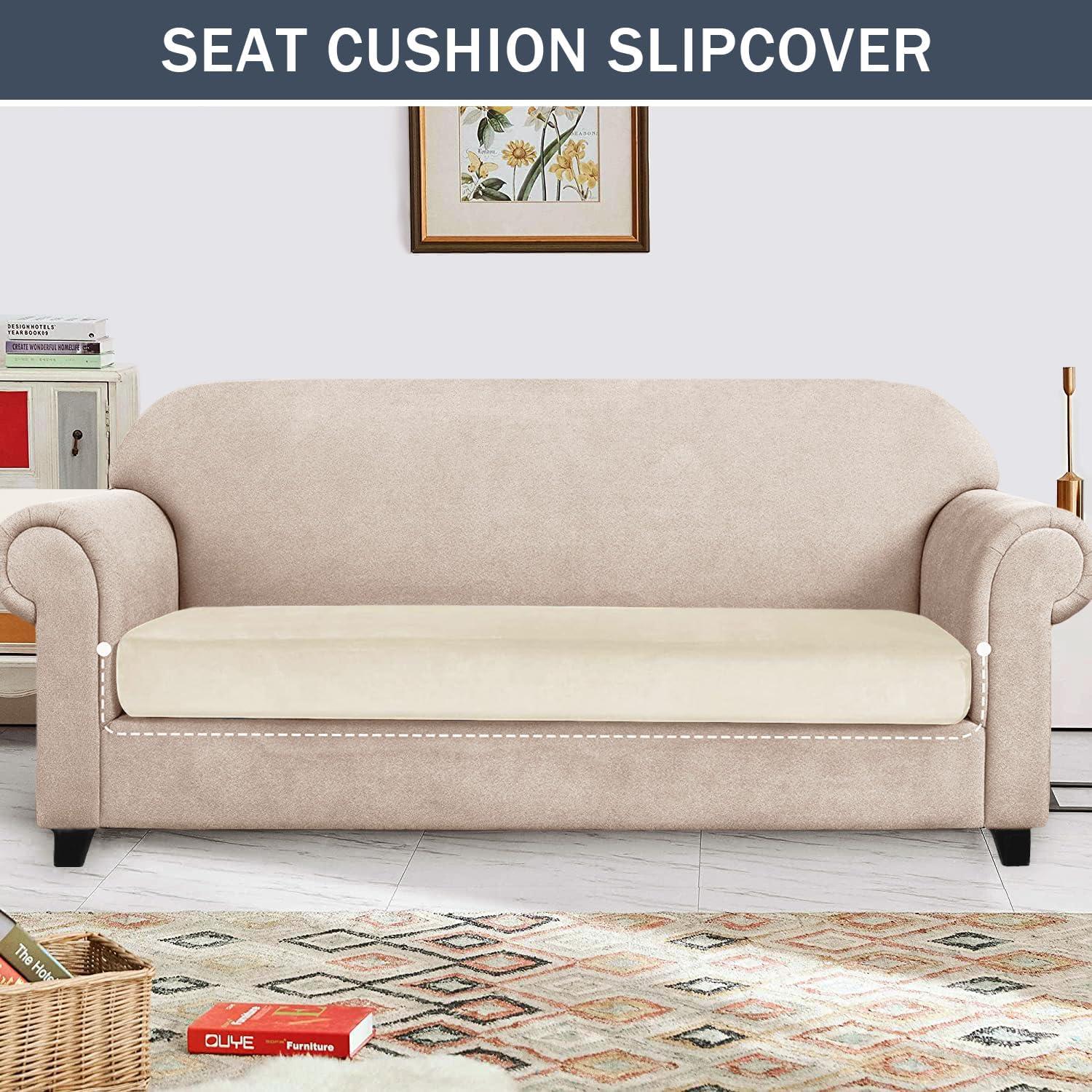 Funda de Cojín Grande CONRUSER Beige de Terciopelo Acolchado