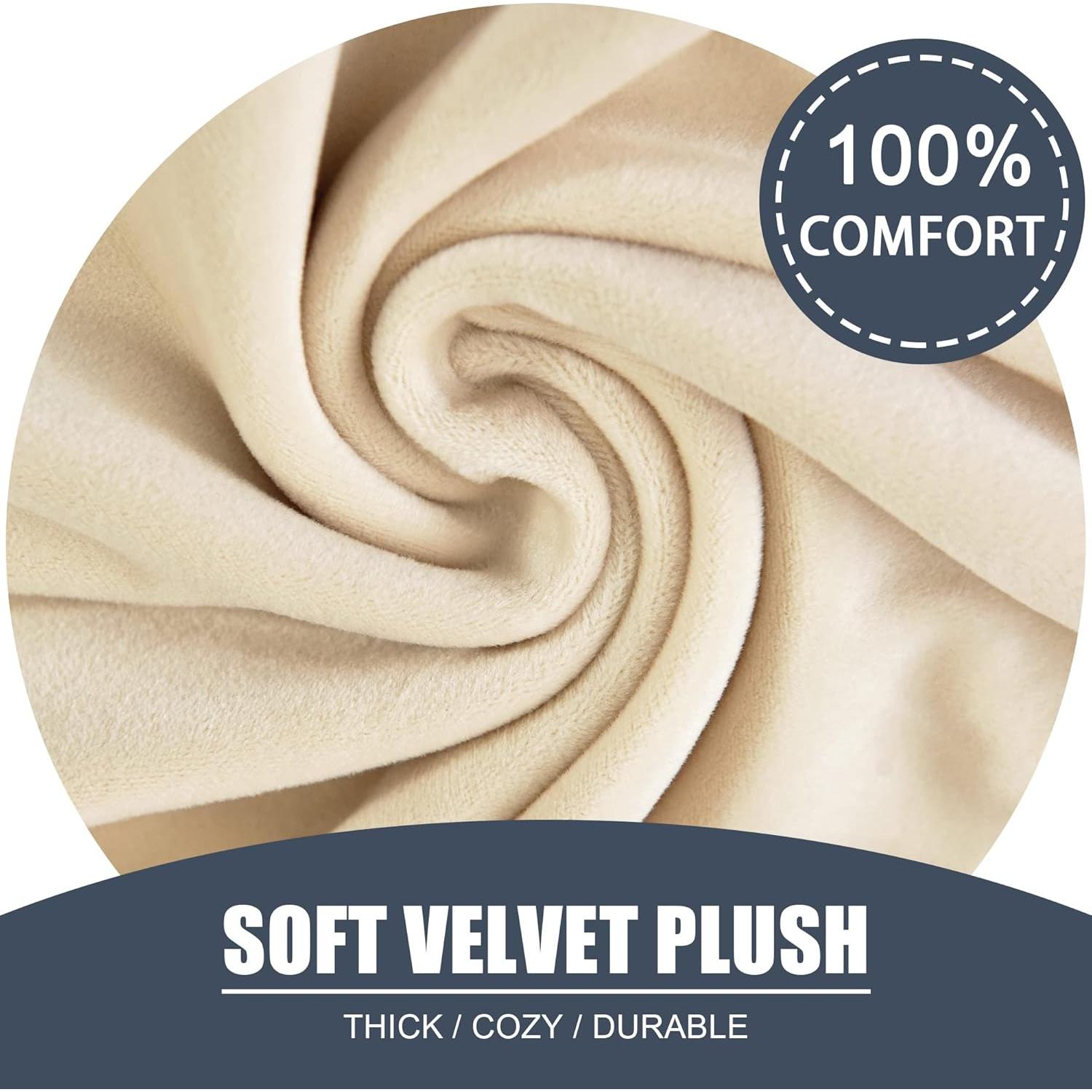 Funda de Cojín Grande CONRUSER Beige de Terciopelo Acolchado