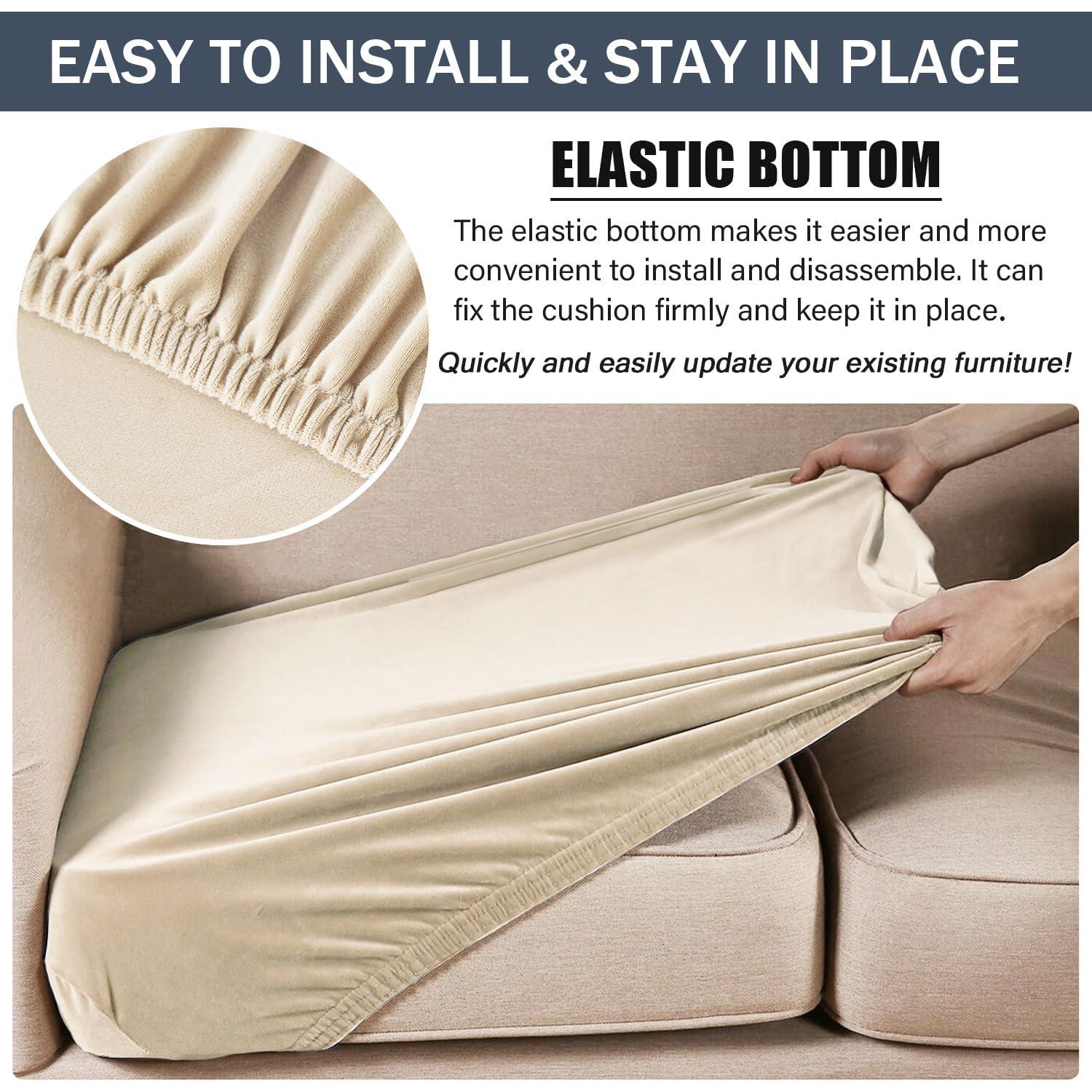 Funda de Cojín Grande CONRUSER Beige de Terciopelo Acolchado