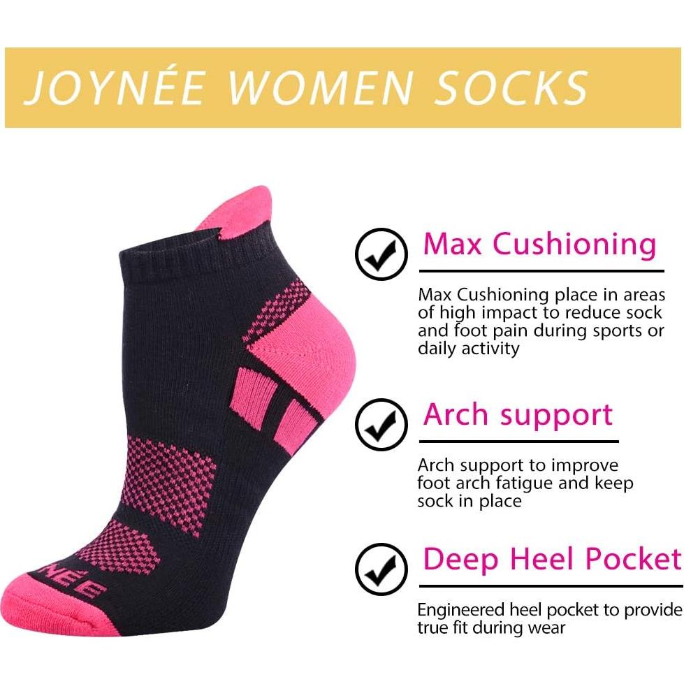 Calcetines Deportivos JOYNÉE 6 Pares para Mujeres Tobillo