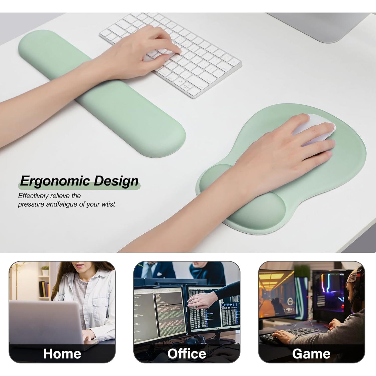 Reposamuñecas y Alfombrilla de Ratón Instellar 2 en 1 Verde Menta