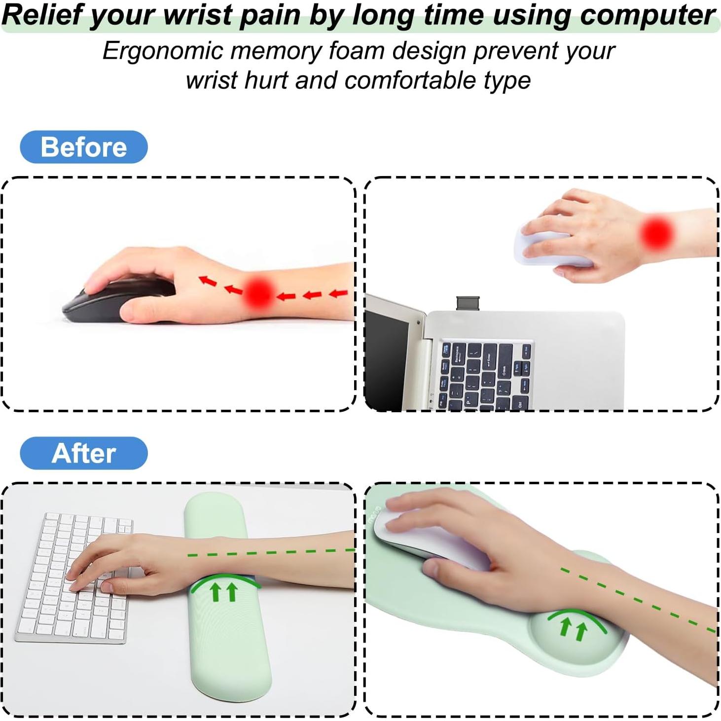 Reposamuñecas y Alfombrilla de Ratón Instellar 2 en 1 Verde Menta