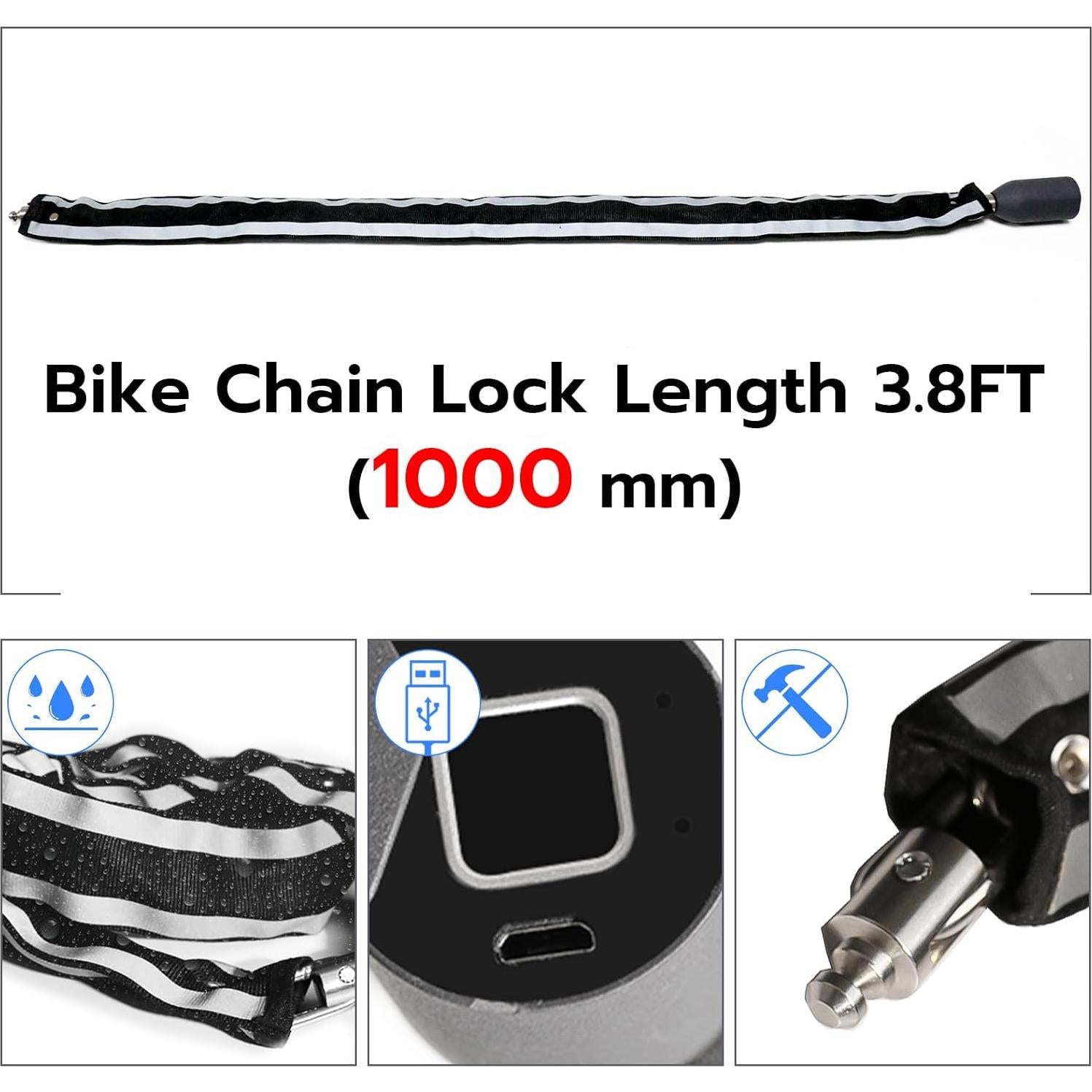 Candado Biométrico eLinkSmart YL-C6BF 100CM Negro para Bicicleta