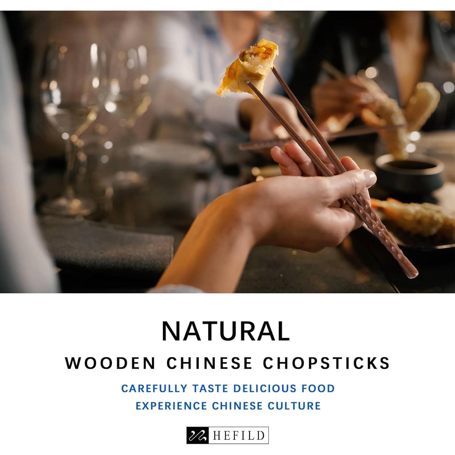 Juego de Palillos Reutilizables Hefild 23.6 cm Caoba Premium